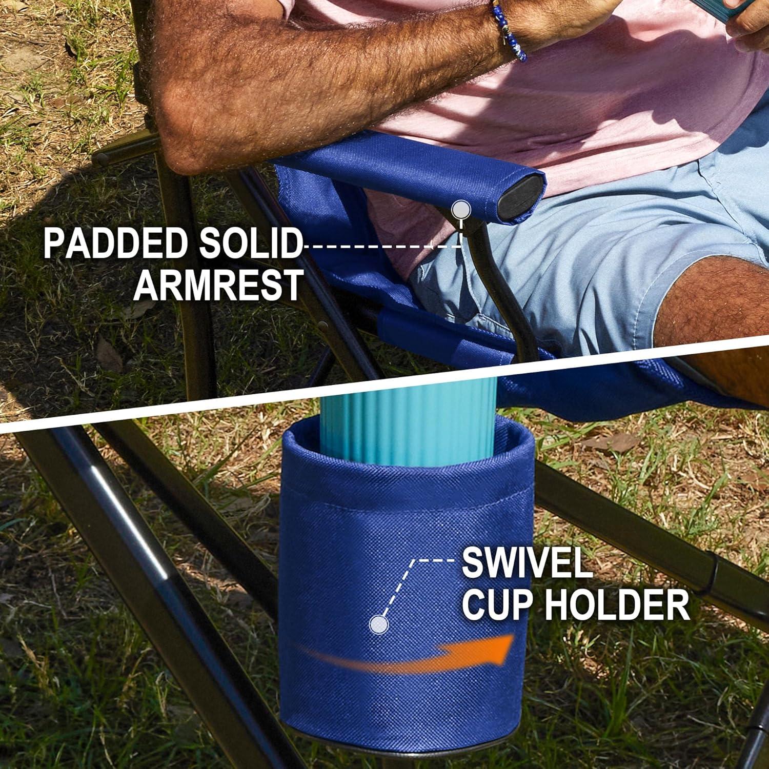 Oversized Folding Camping Chairs for Adults Heavy Duty, Support 500lbs Big and Tall High Back Camping Chairs for Heavy People Padded Lawn Chairs Camp Chairs for Patio,Beach,Camp,Lawn,Outdoor