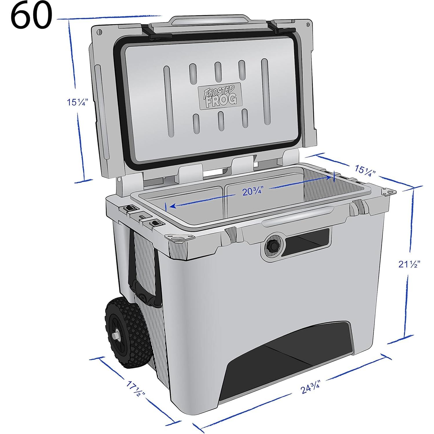 Enfriador de Hielo Frog Helado 60QT Aislado con Ruedas