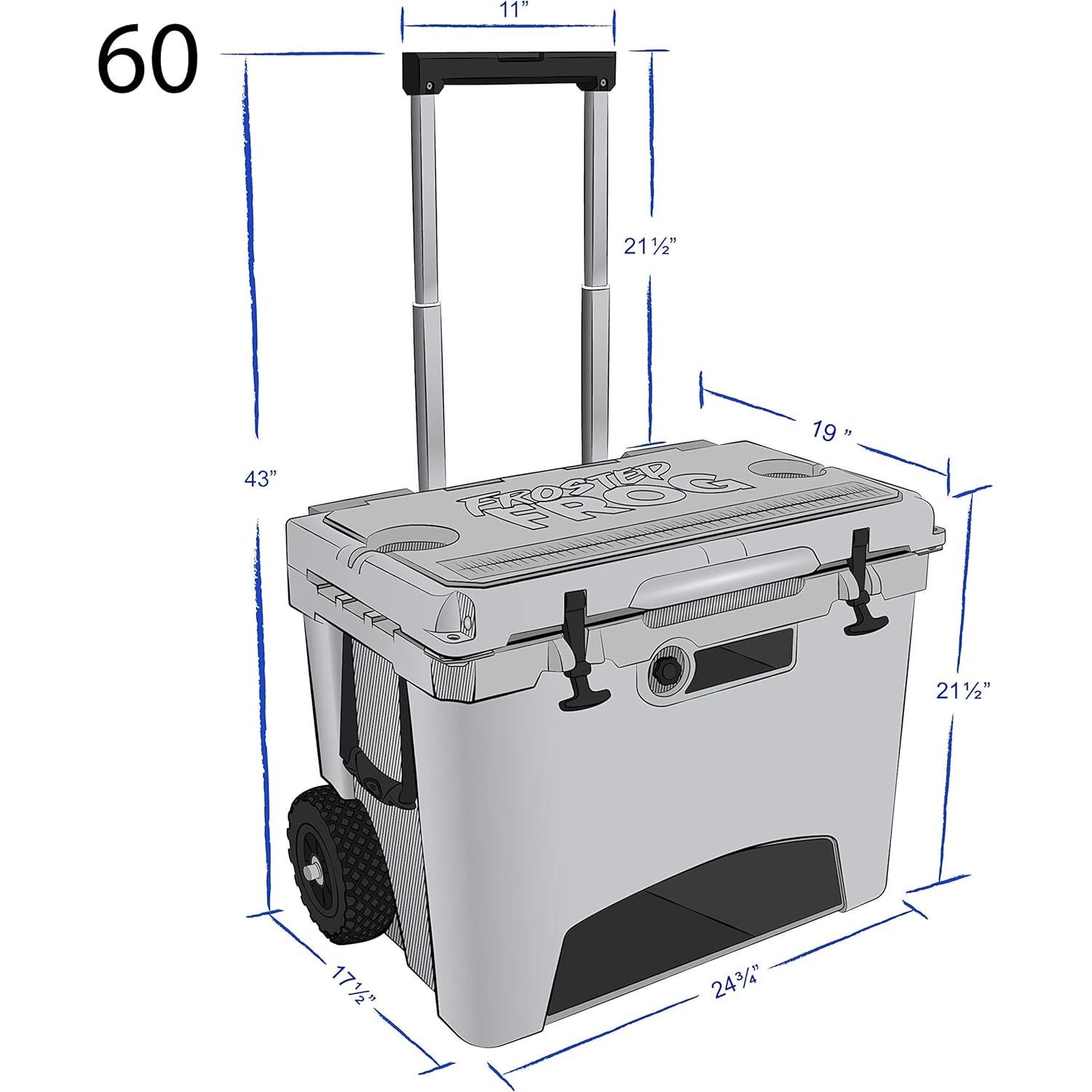 Enfriador de Hielo Frog Helado 60QT Aislado con Ruedas