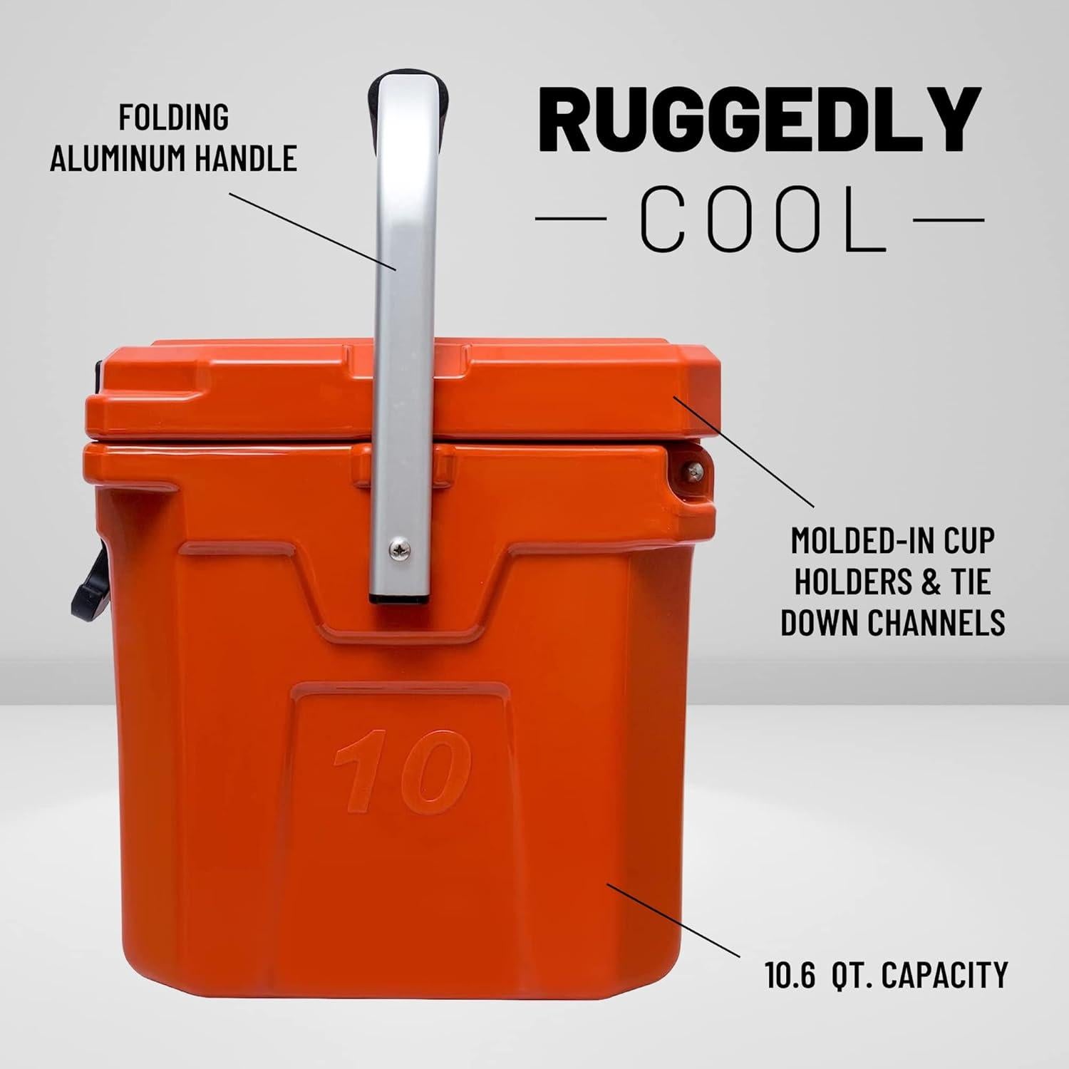 Enfriador Portátil CAMP-ZERO 10L Naranja Quemado - Ideal para Camping y Picnics