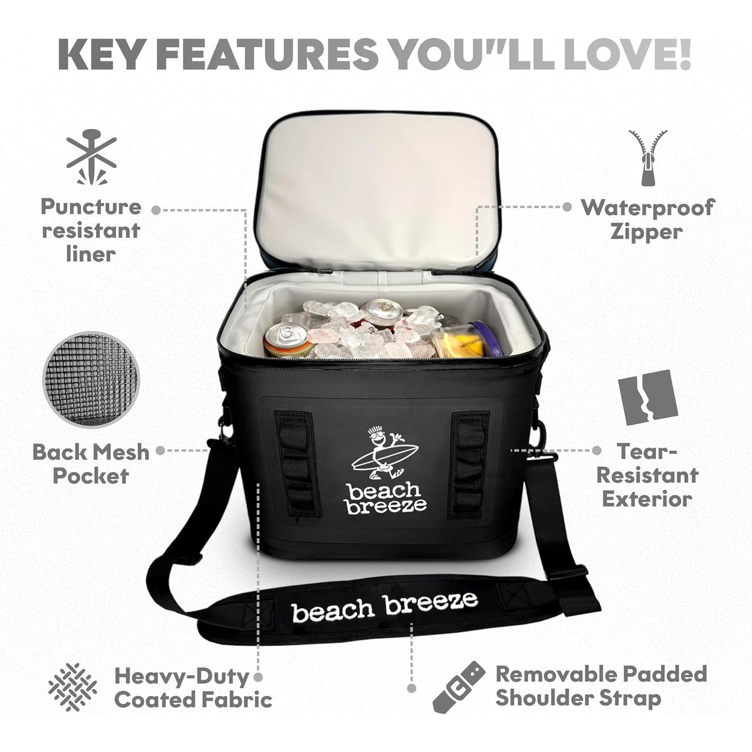 Bolsa Enfriador Suave Brisa de Playa 9.46L Aislada Negra