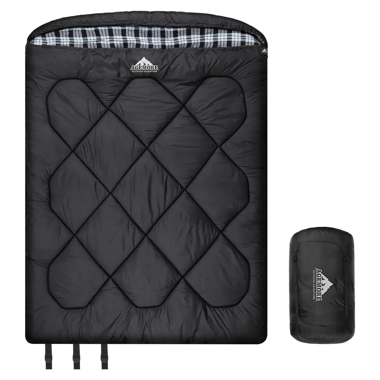 Saco de Dormir Doble AGEMORE 0°C para 2 Personas - Invierno