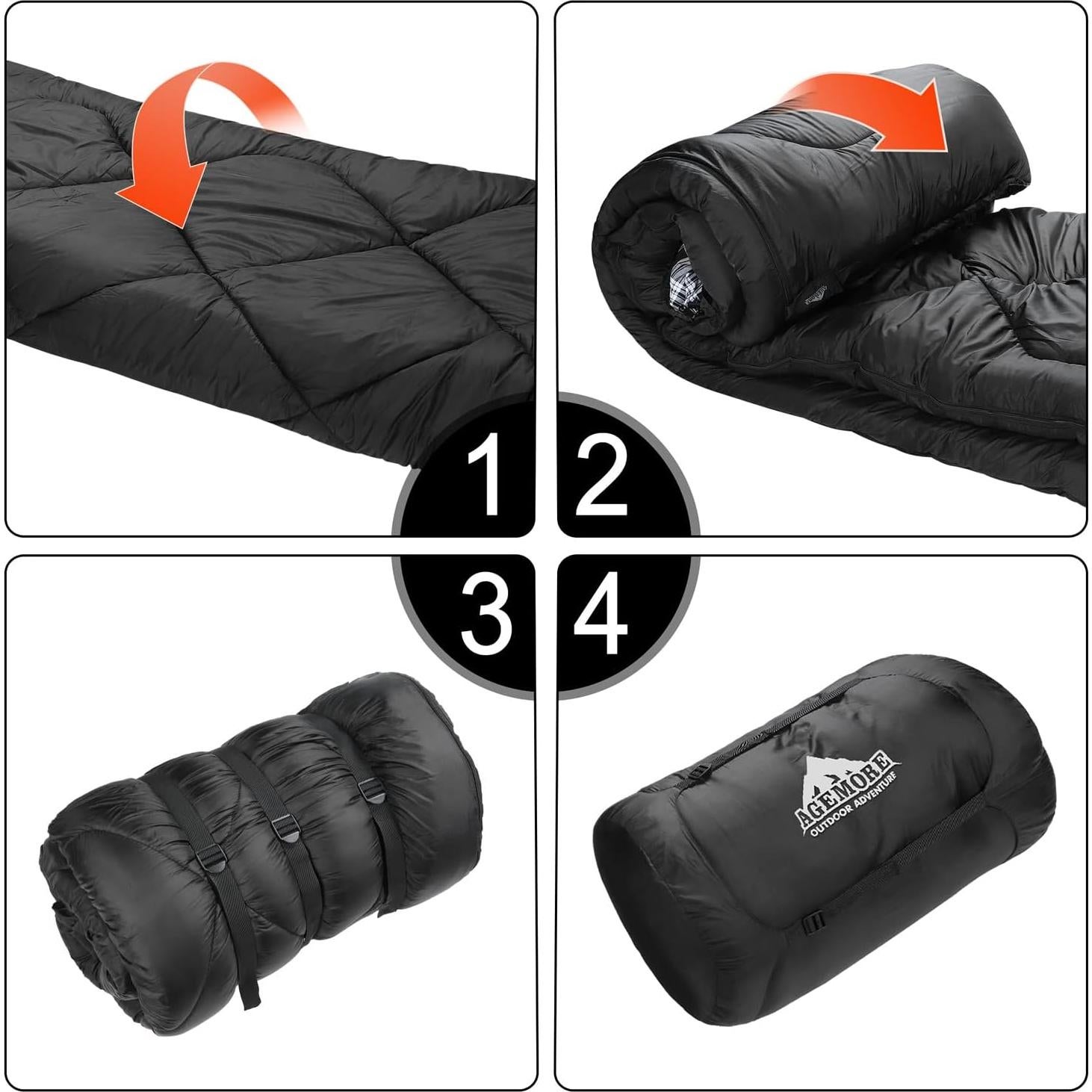 Saco de Dormir Doble AGEMORE 0°C para 2 Personas - Invierno