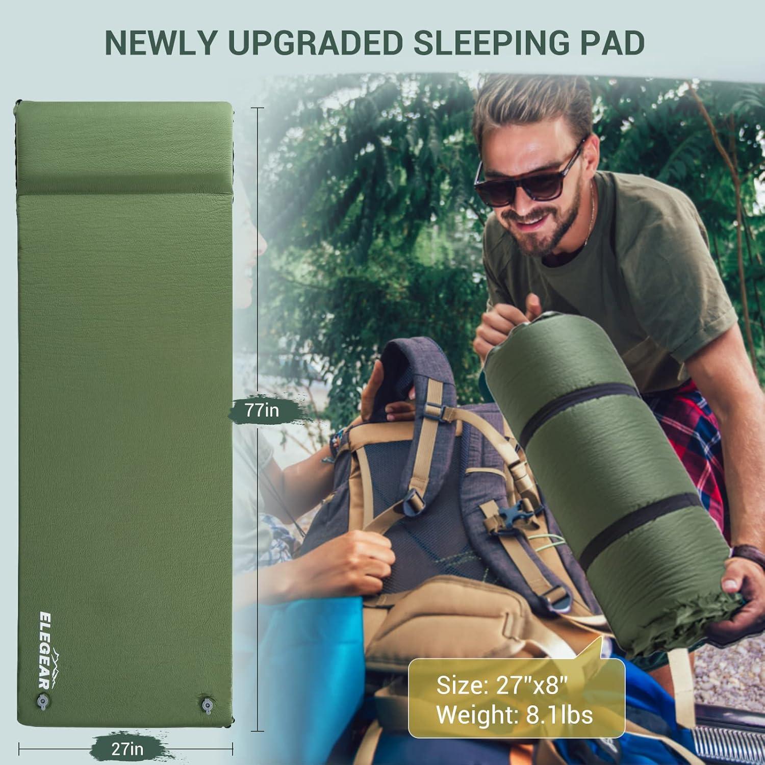 Almohadilla de Dormir Elegear 3.15" Espuma de Memoria Verde