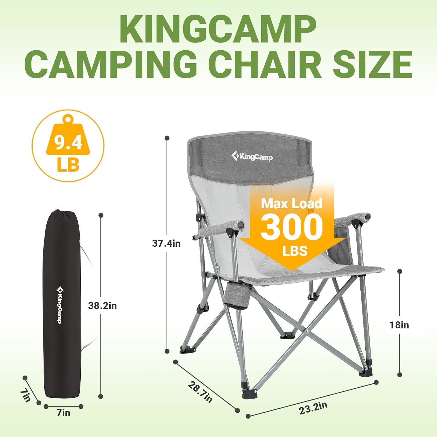 Silla de Camping KingCamp KC2257 Plegable Alta Resistencia 136kg