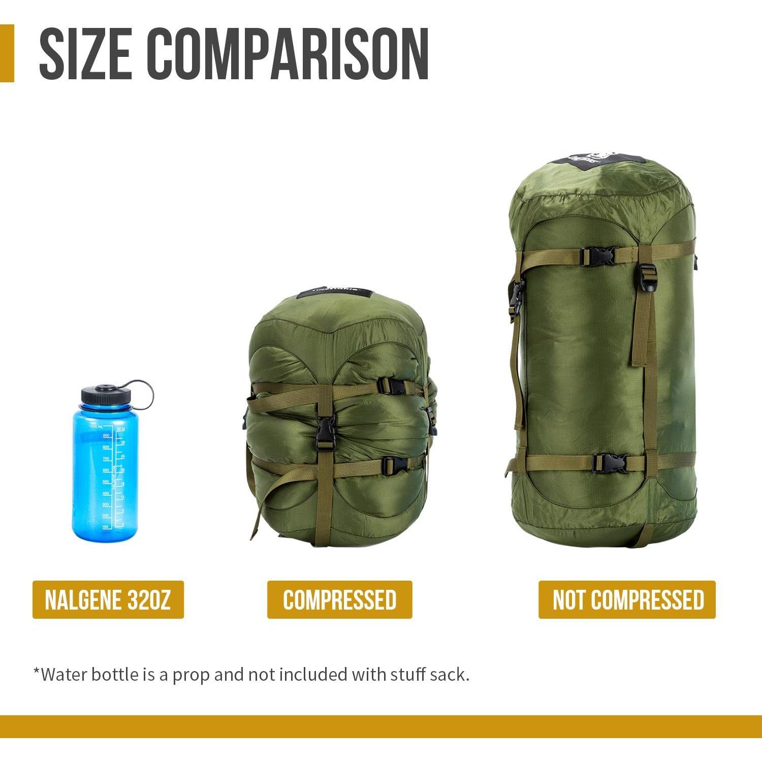 Saco de dormir OneTigris 25L con bolsa de compresión verde OD