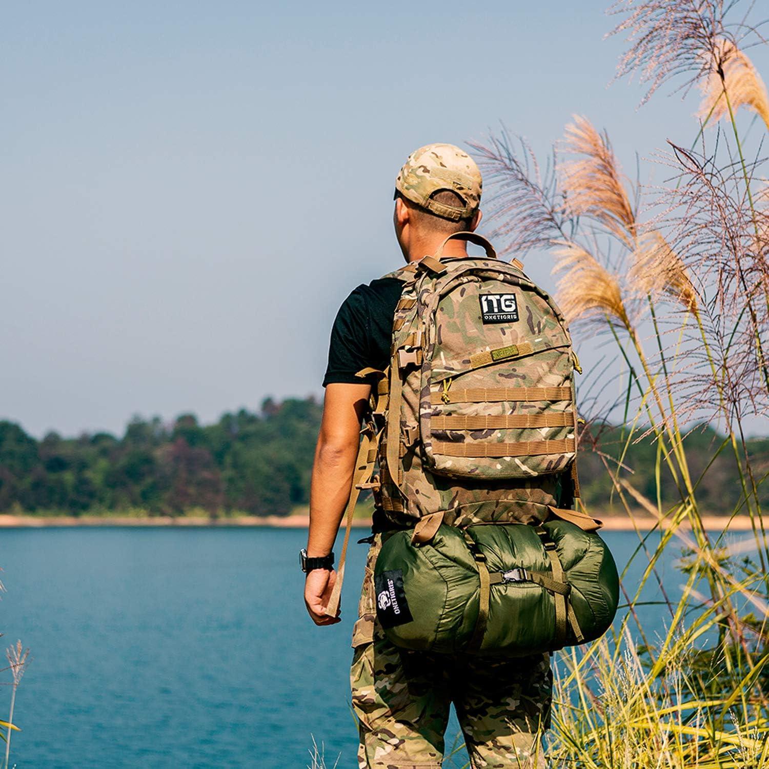 Saco de dormir OneTigris 25L con bolsa de compresión verde OD