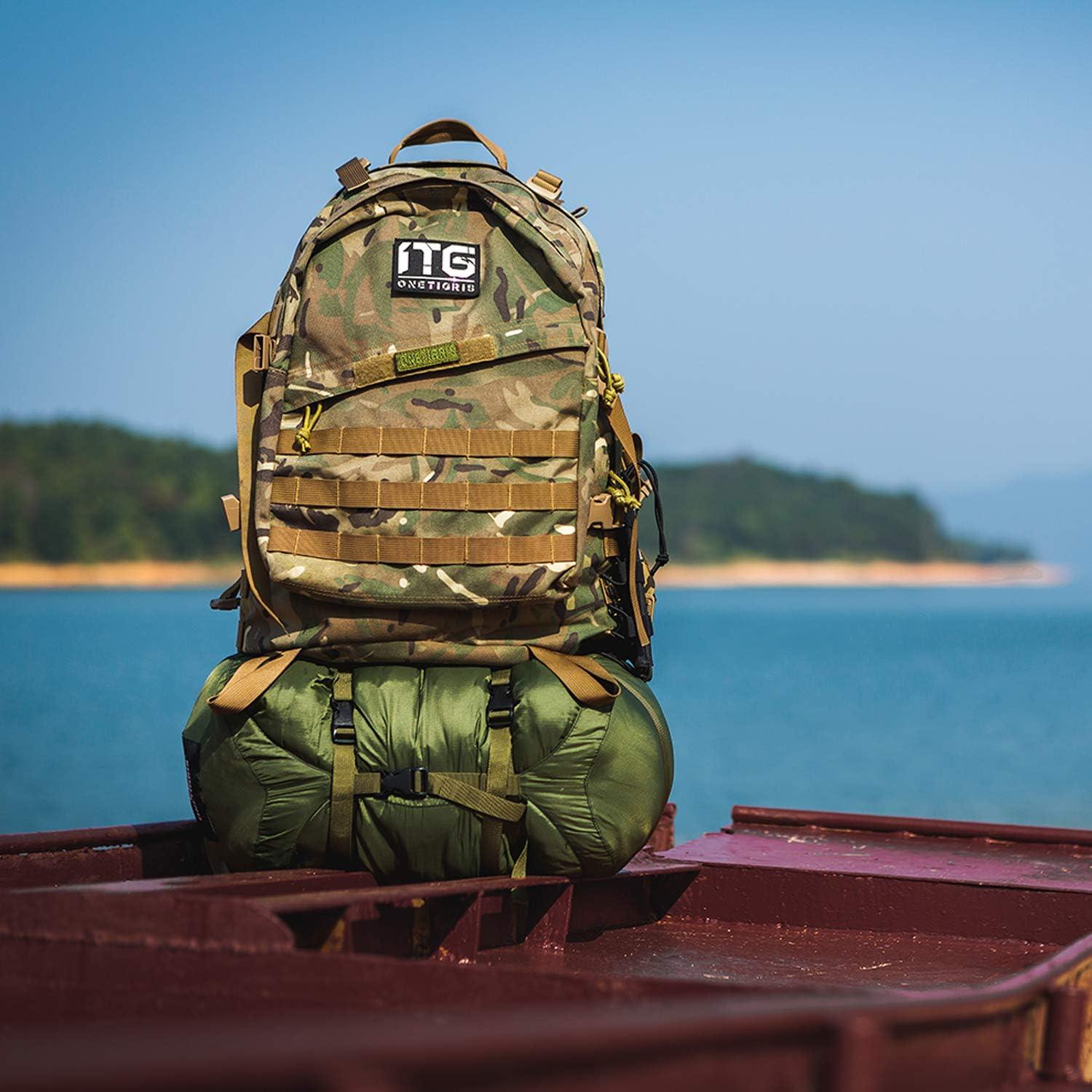 Saco de dormir OneTigris 25L con bolsa de compresión verde OD