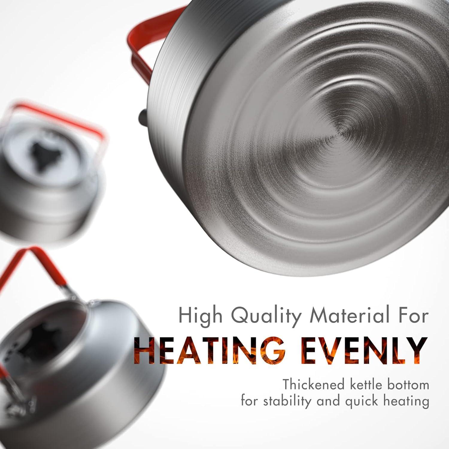 Juego de Tetera de Camping Lixada 1.1L con 2 Tazas de Acero