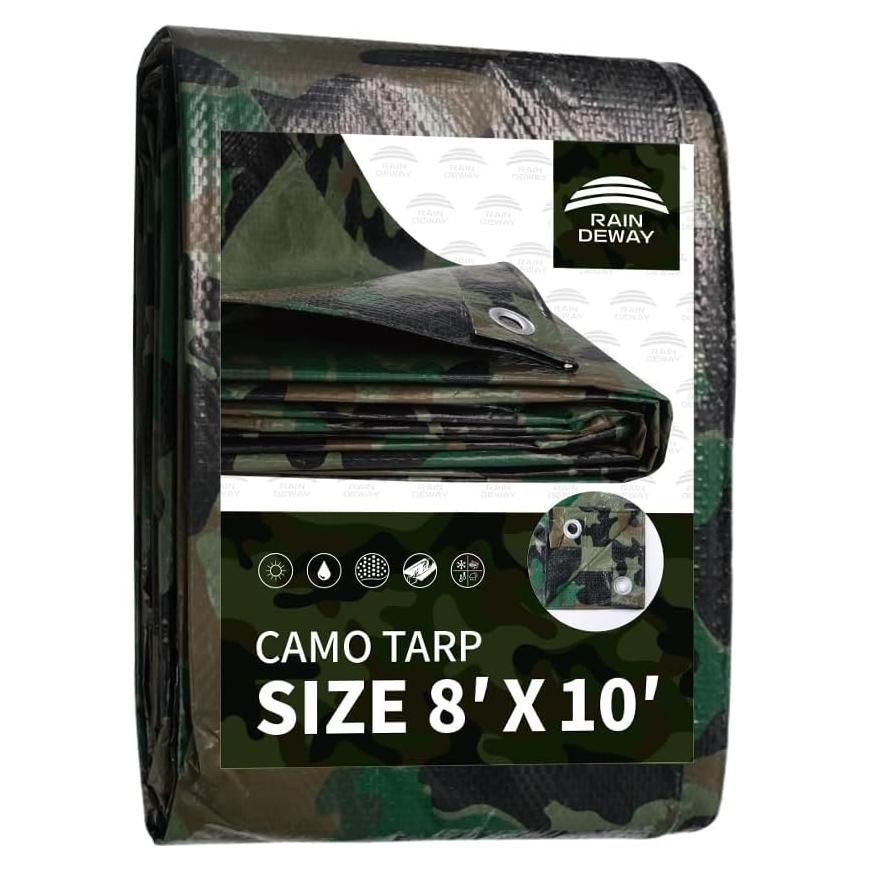 Lona Impermeable RAINDEWAY Camo 2.44x3.05m 0.18mm para Camping
