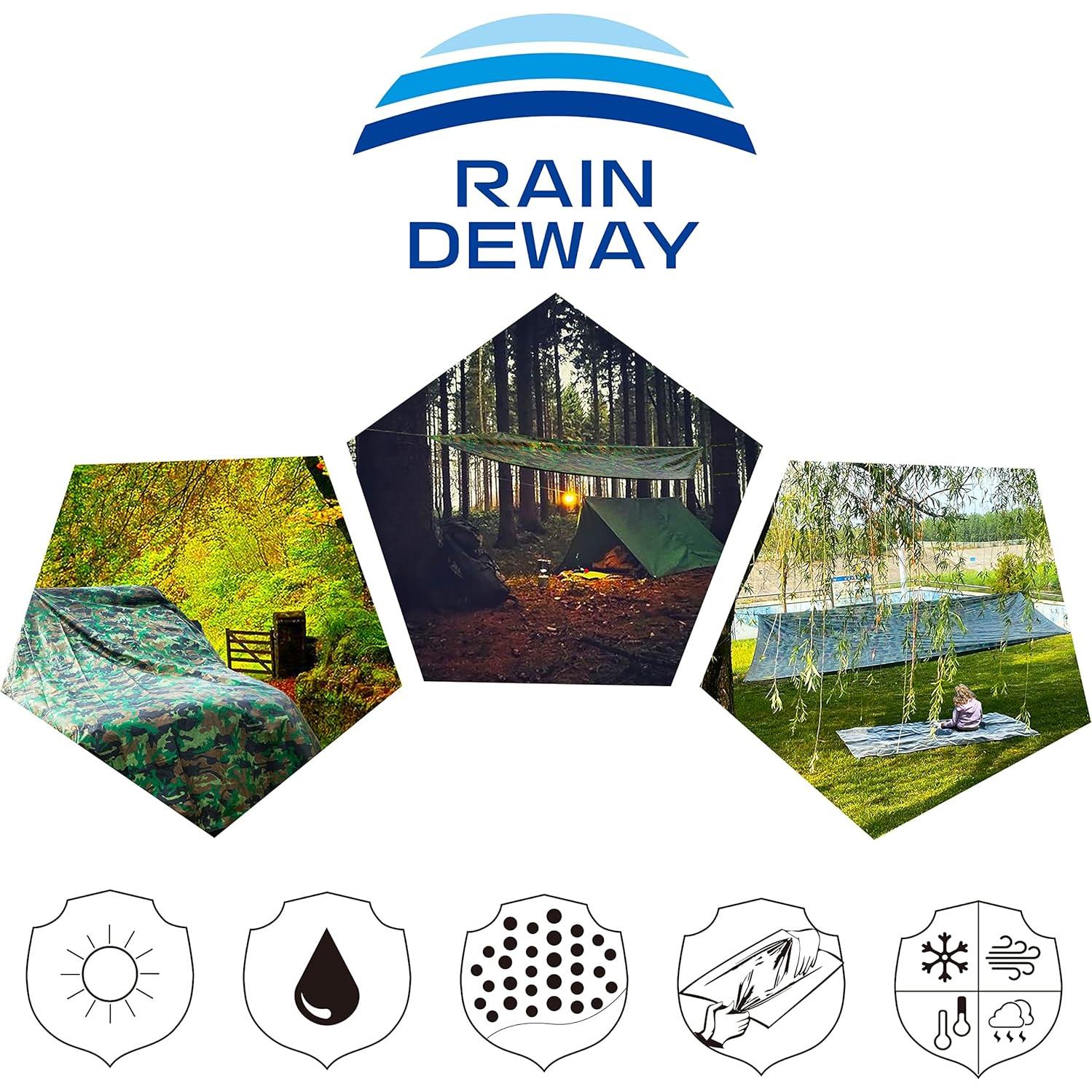 Lona Impermeable RAINDEWAY Camo 2.44x3.05m 0.18mm para Camping