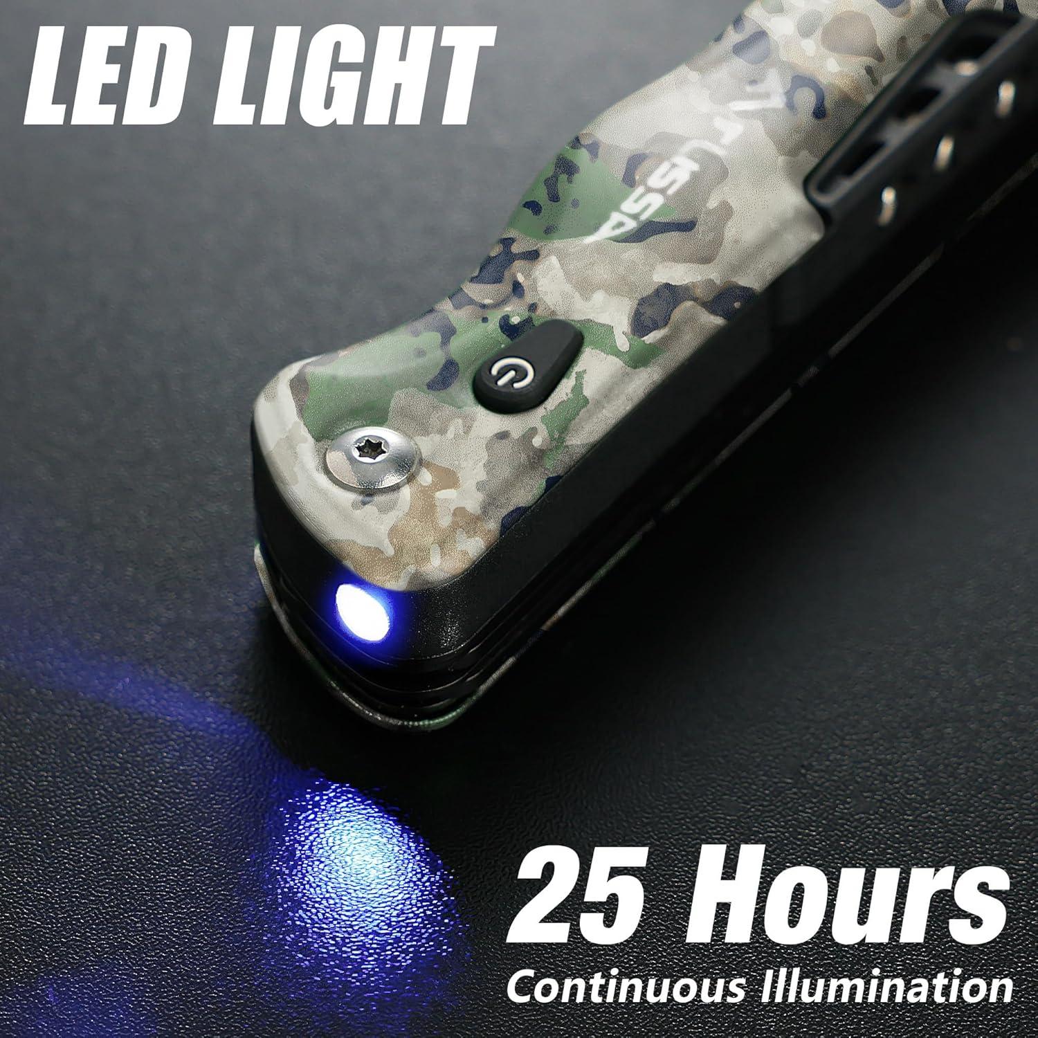 Hacha Multiherramienta FLISSA 14 en 1 con Luz LED Camuflaje