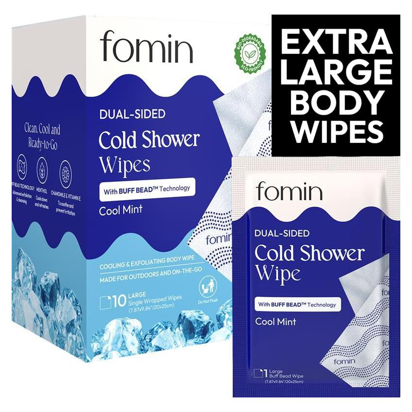 Toallitas de Ducha Fría FOMIN - Paquete de 10 - Sin Enjuague