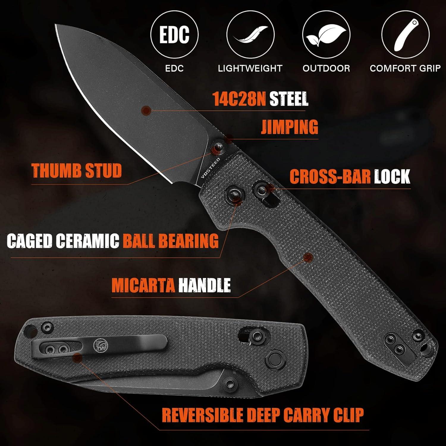 Cuchillo Plegable Vosteed Mapache 8.26 cm Acero 14C28N