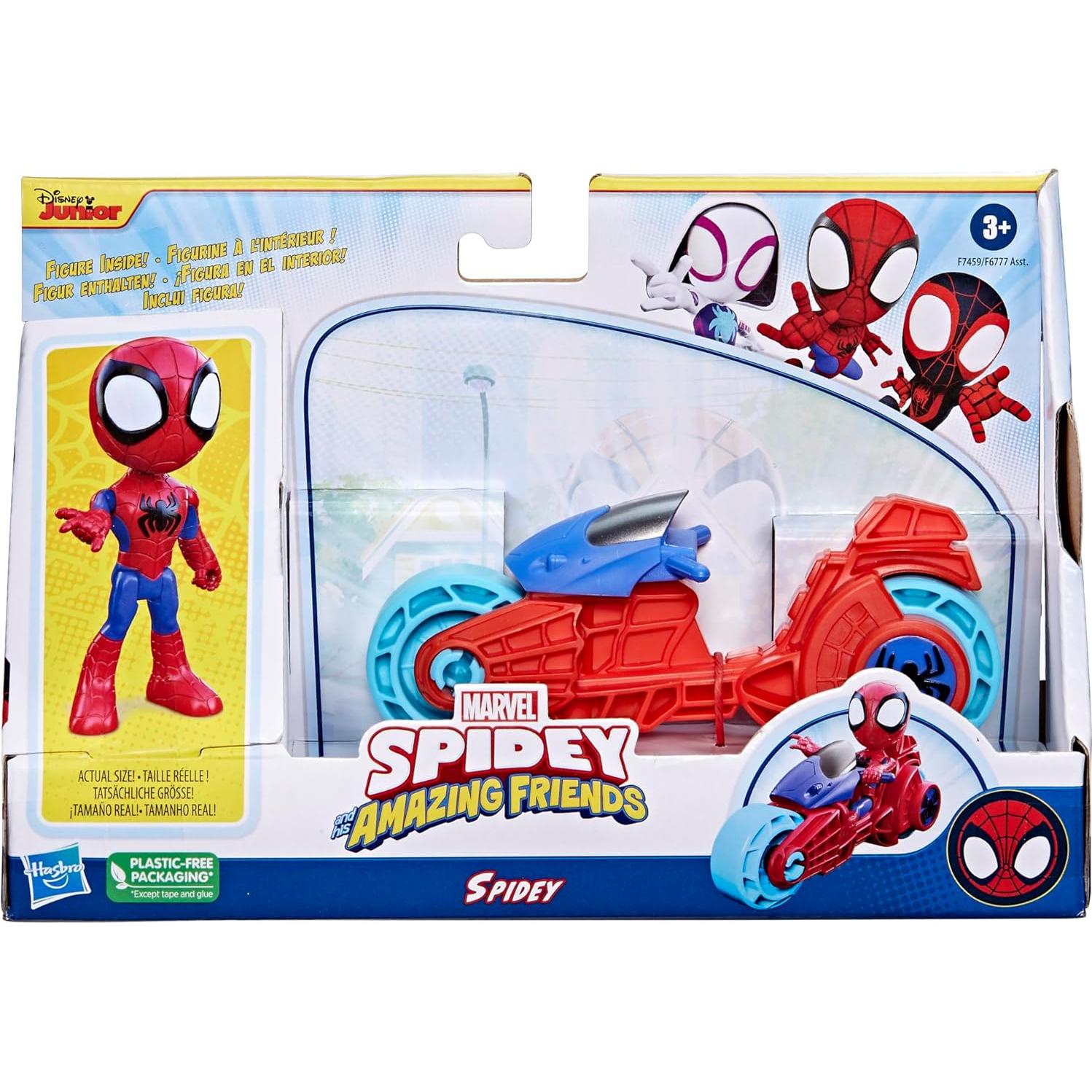 Figura de Acción Spidey con Motocicleta Hasbro 10 cm