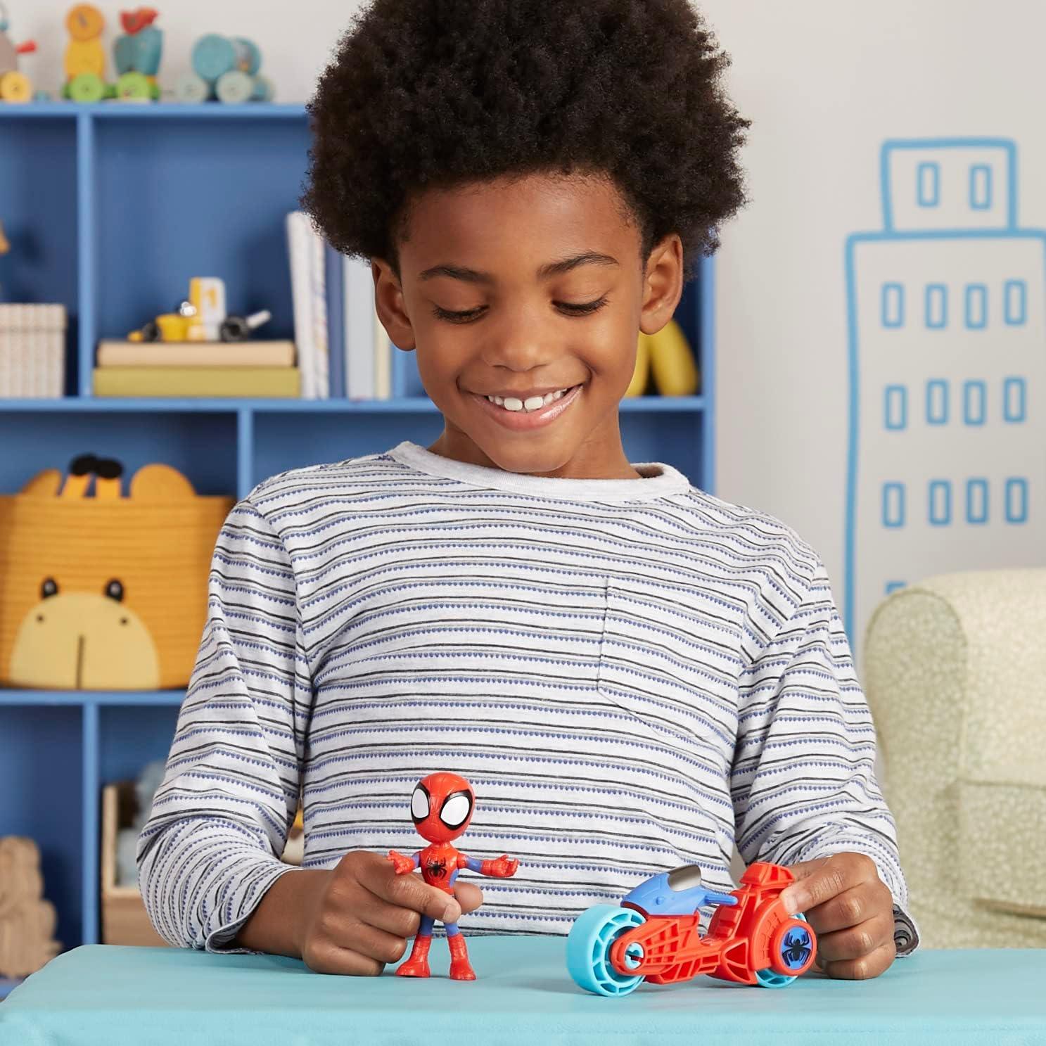 Figura de Acción Spidey con Motocicleta Hasbro 10 cm