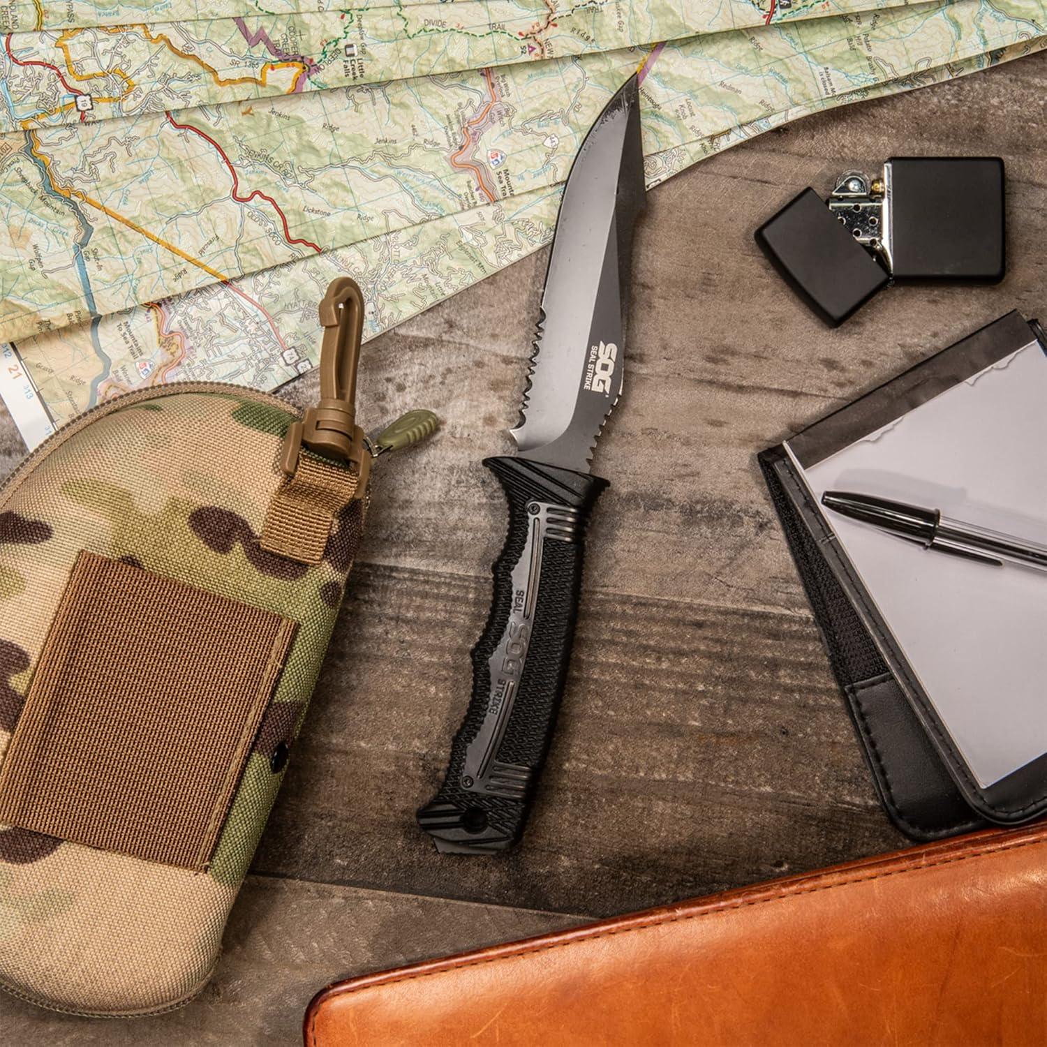 Cuchillo Táctico SOG Seal Strike con Funda de Lujo 12.4 cm