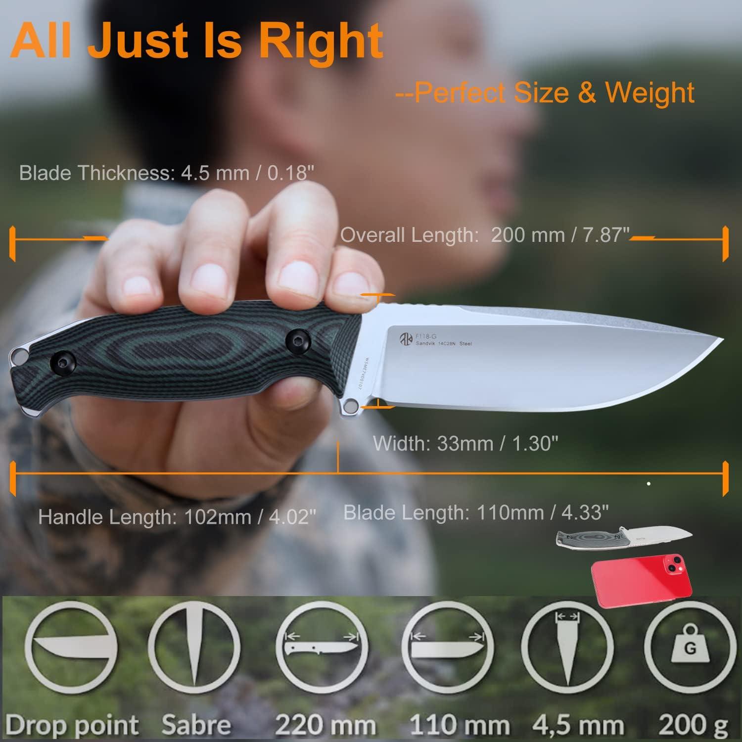 Cuchillo Fijo Ruike F118 para Camping con Funda 360° - Acero Inoxidable