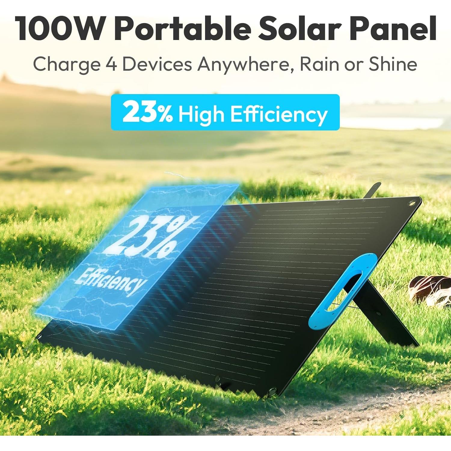 Panel Solar Portátil 100W STAR, Cargador Plegable USB-C y USB-A