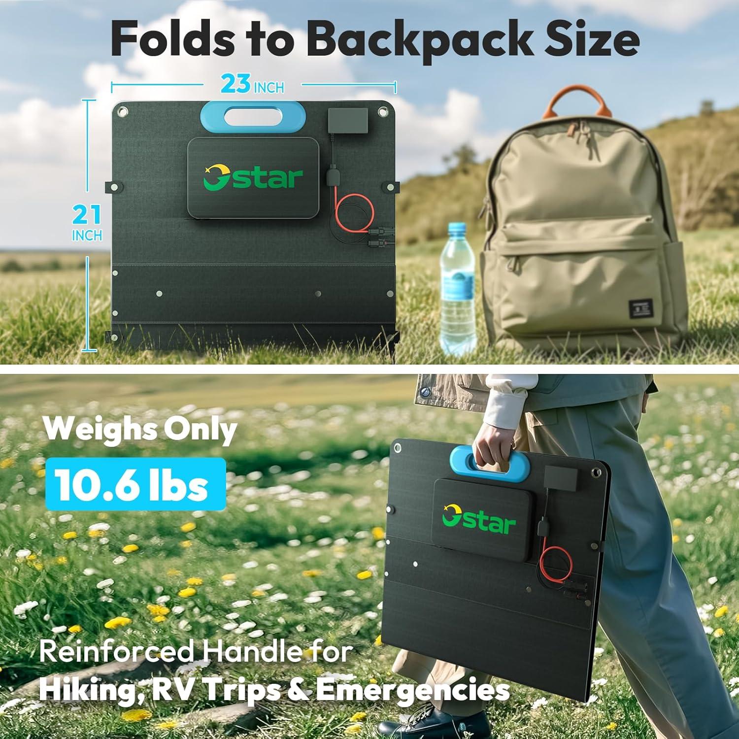 Panel Solar Portátil 100W STAR, Cargador Plegable USB-C y USB-A