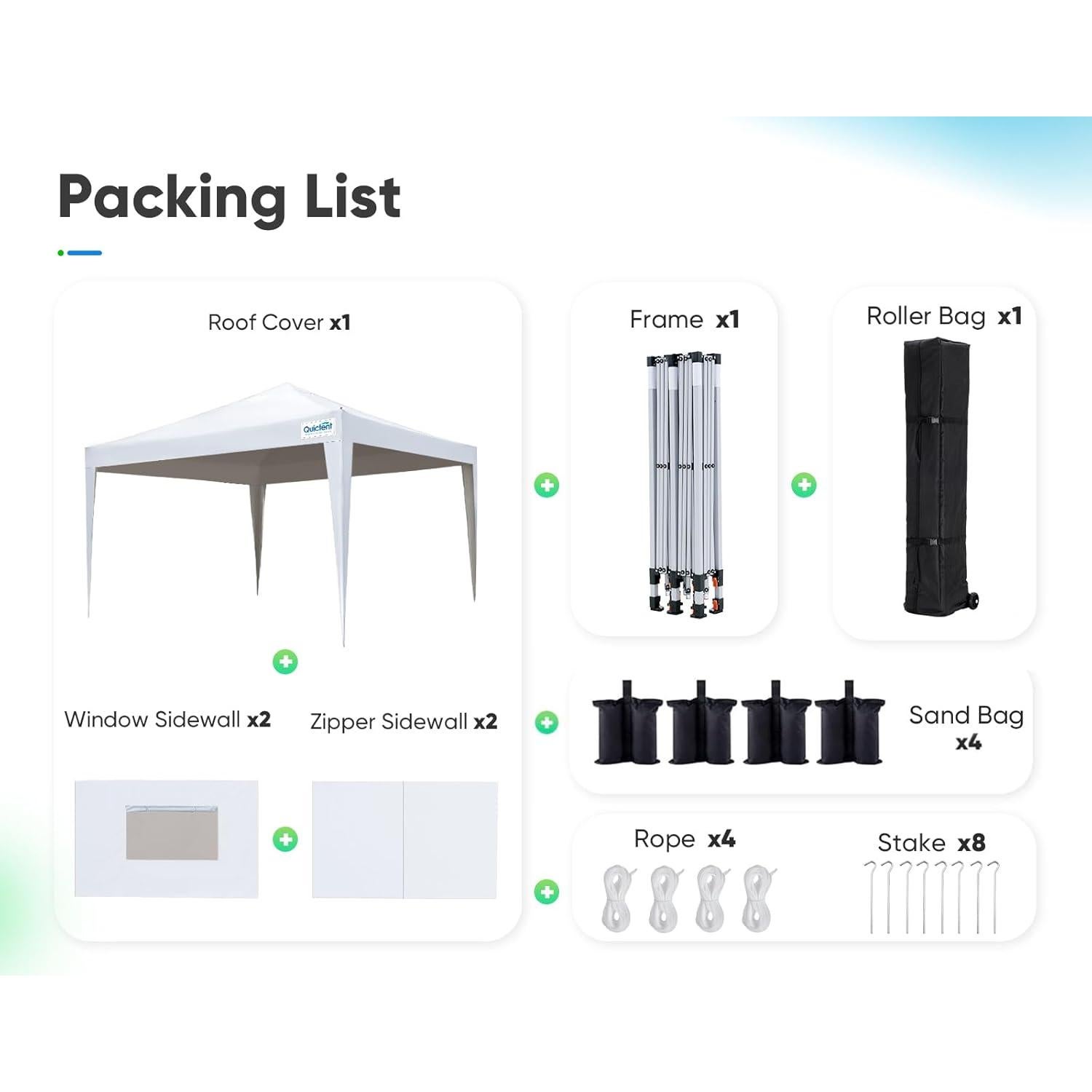 Carpa Plegable Quictent 3x3m Impermeable con 4 Paredes Laterales