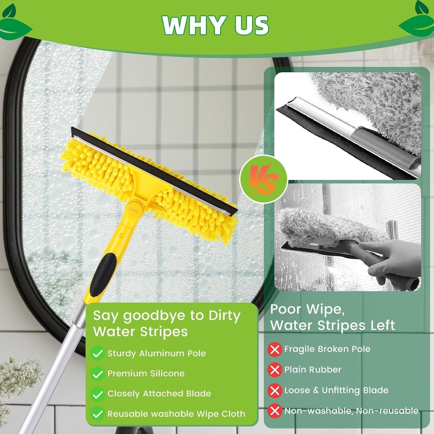 Raspador de Ventanas Profesional Opow 2 en 1 Telescópico 9.14m