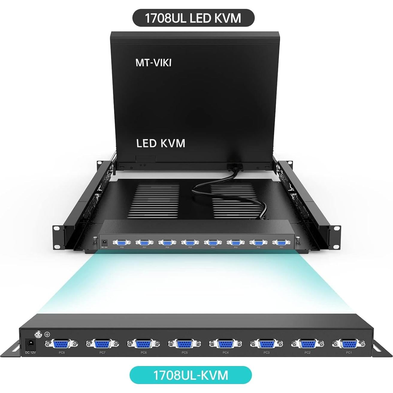 Interruptor KVM 8 Puertos MT-VIKI VGA + 8 Cables 1.5m y 1.8m