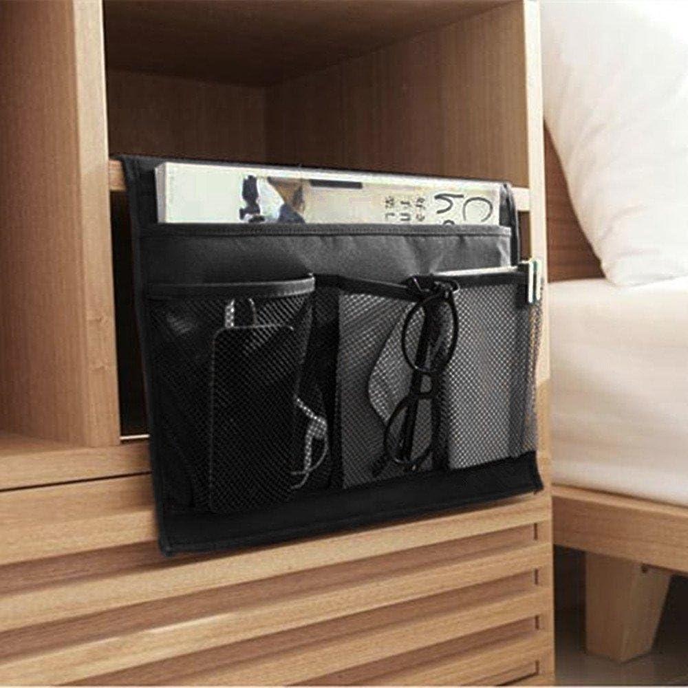 Caddy Organizador de Cama Meeall 4 Bolsillos Tela Oxford Negro