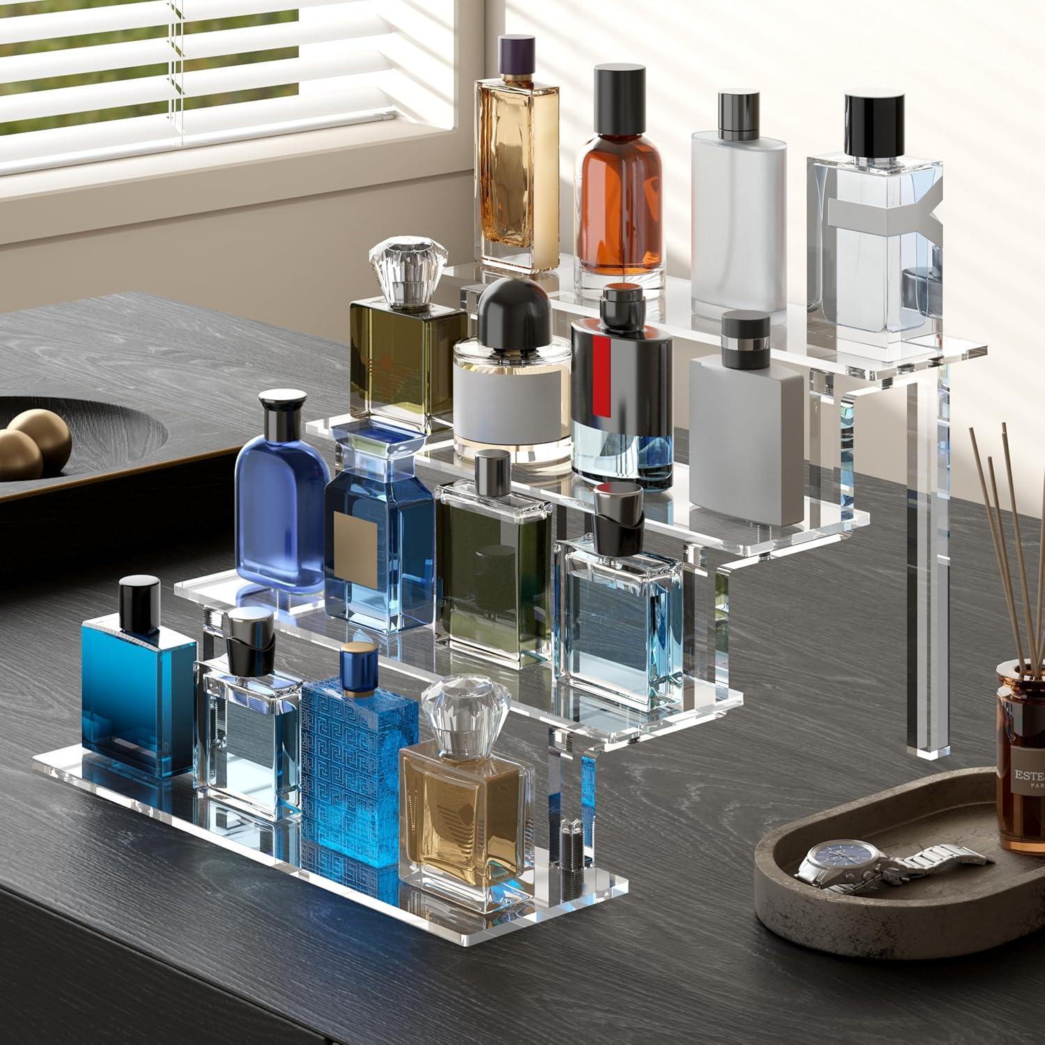 Soporte Acrílico WINKINE para Exhibición de 4 Niveles - Organizador de Perfumes y Figuras