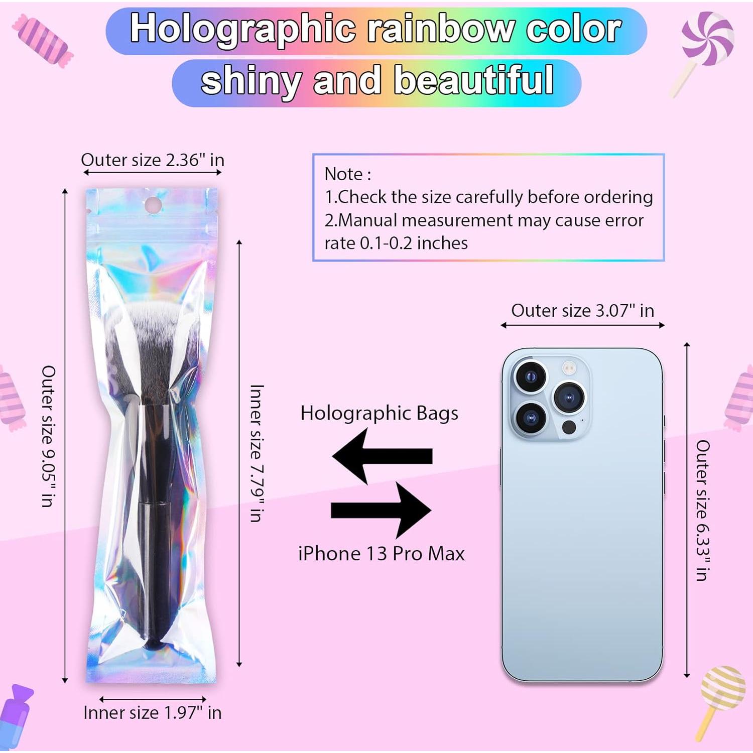 Bolsas Holográficas ANZNKU 50 Pcs 6.9 x 22.9 cm Resellables