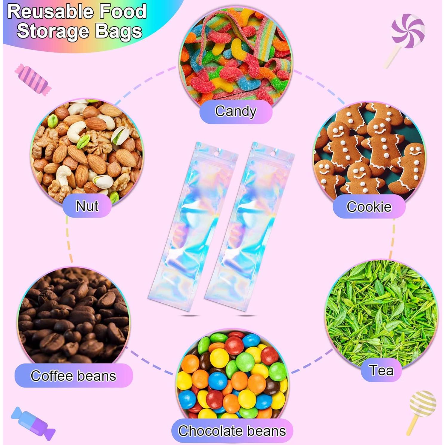 Bolsas Holográficas ANZNKU 50 Pcs 6.9 x 22.9 cm Resellables