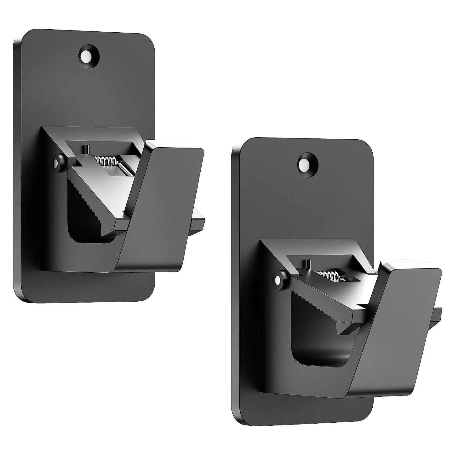 3M Adhesive No Drill Curtain Rod Brackets - Heavy Duty 30LB Holders for Bathroom Bedroom Kitchen, Universal Damage-Free Window Rod Hooks with Nail-Free Installation (2PC Black)