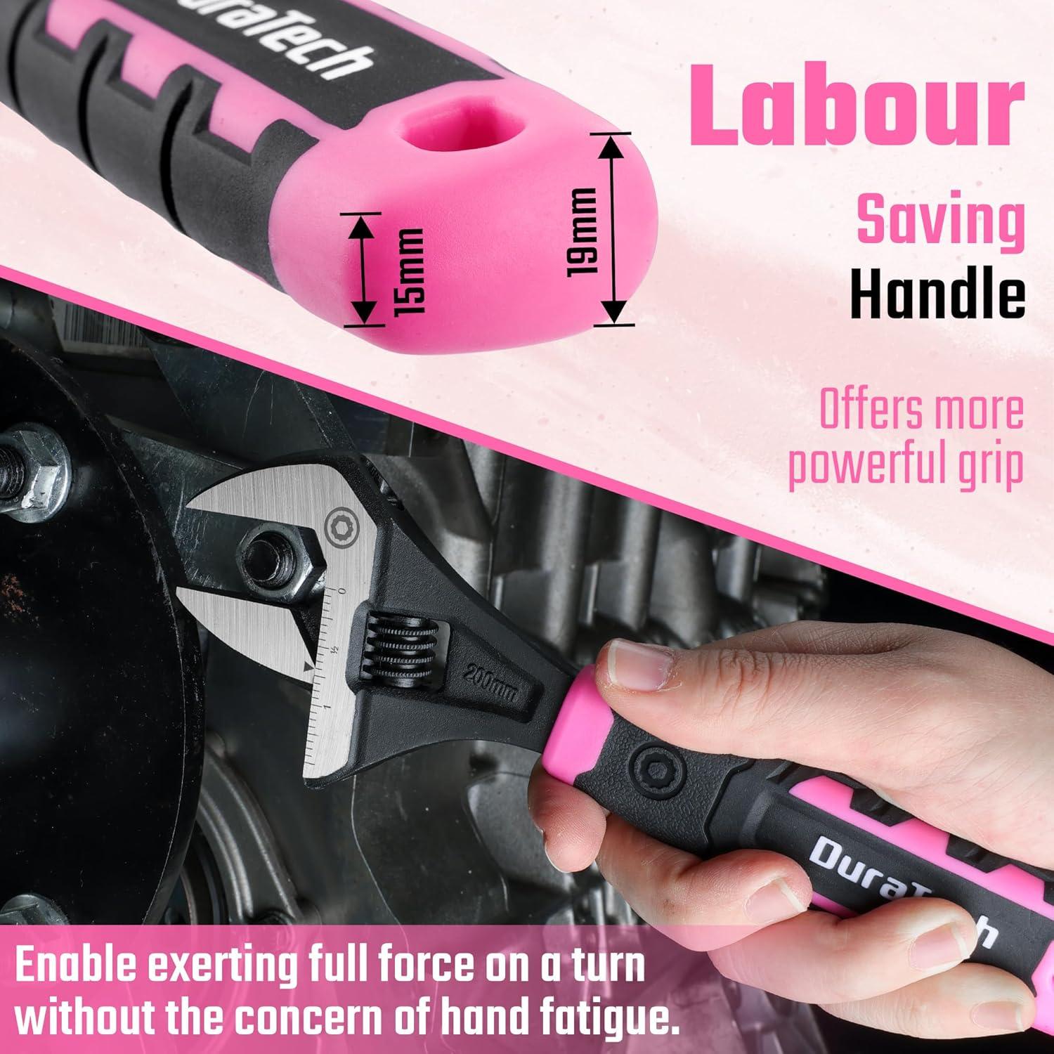 Llave Ajustable DURATECH 8 Pulgadas Acero CR-V Boca Ancha