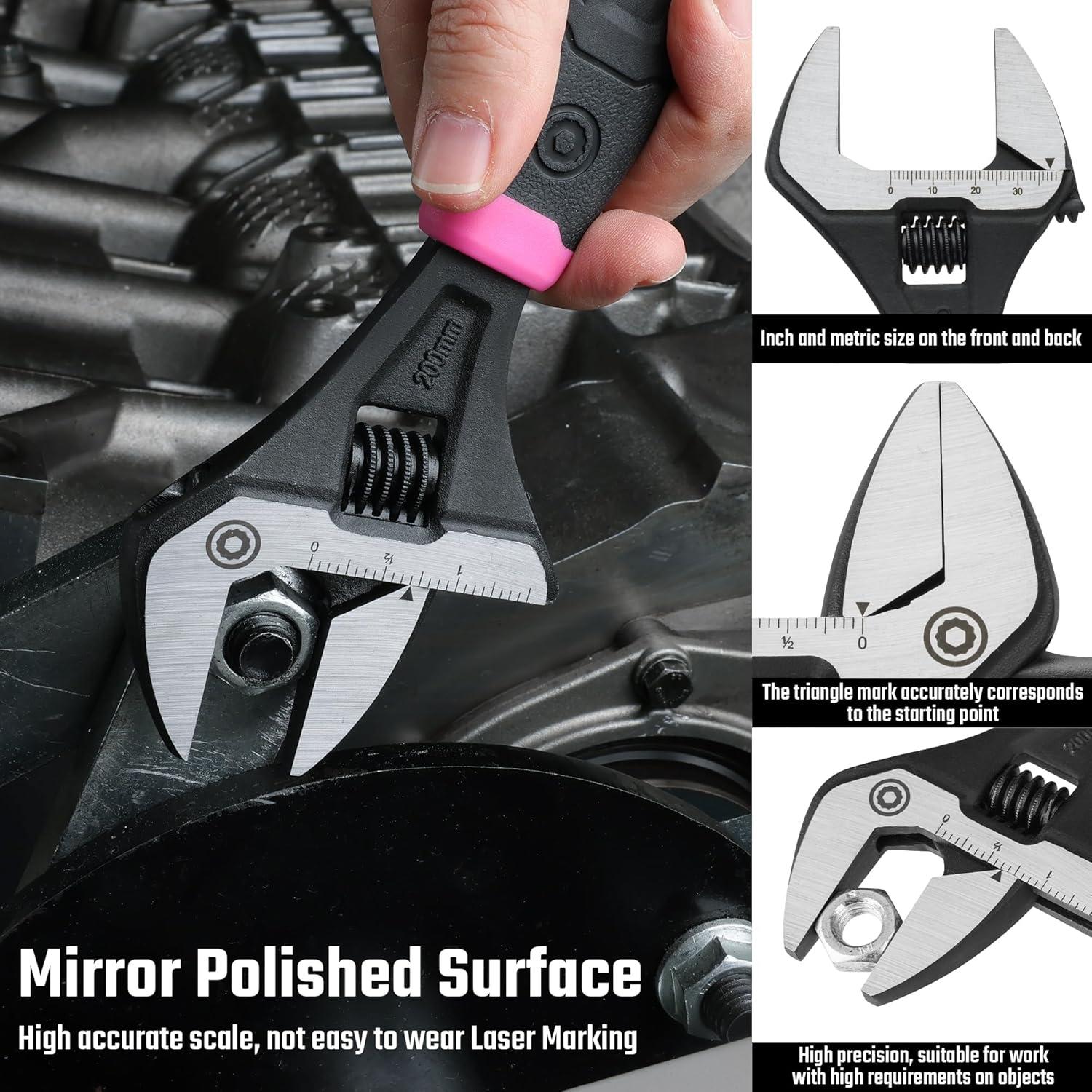 Llave Ajustable DURATECH 8 Pulgadas Acero CR-V Boca Ancha