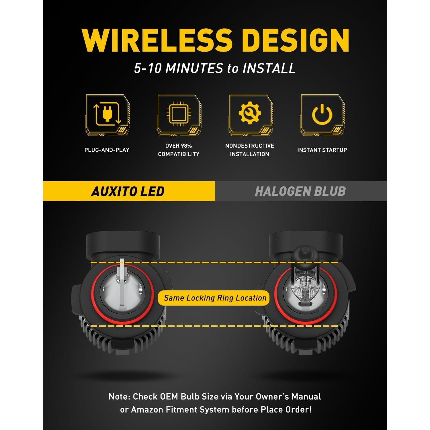 Bombillas de Luz de Niebla LED AUXITO H10 6000LM 35W