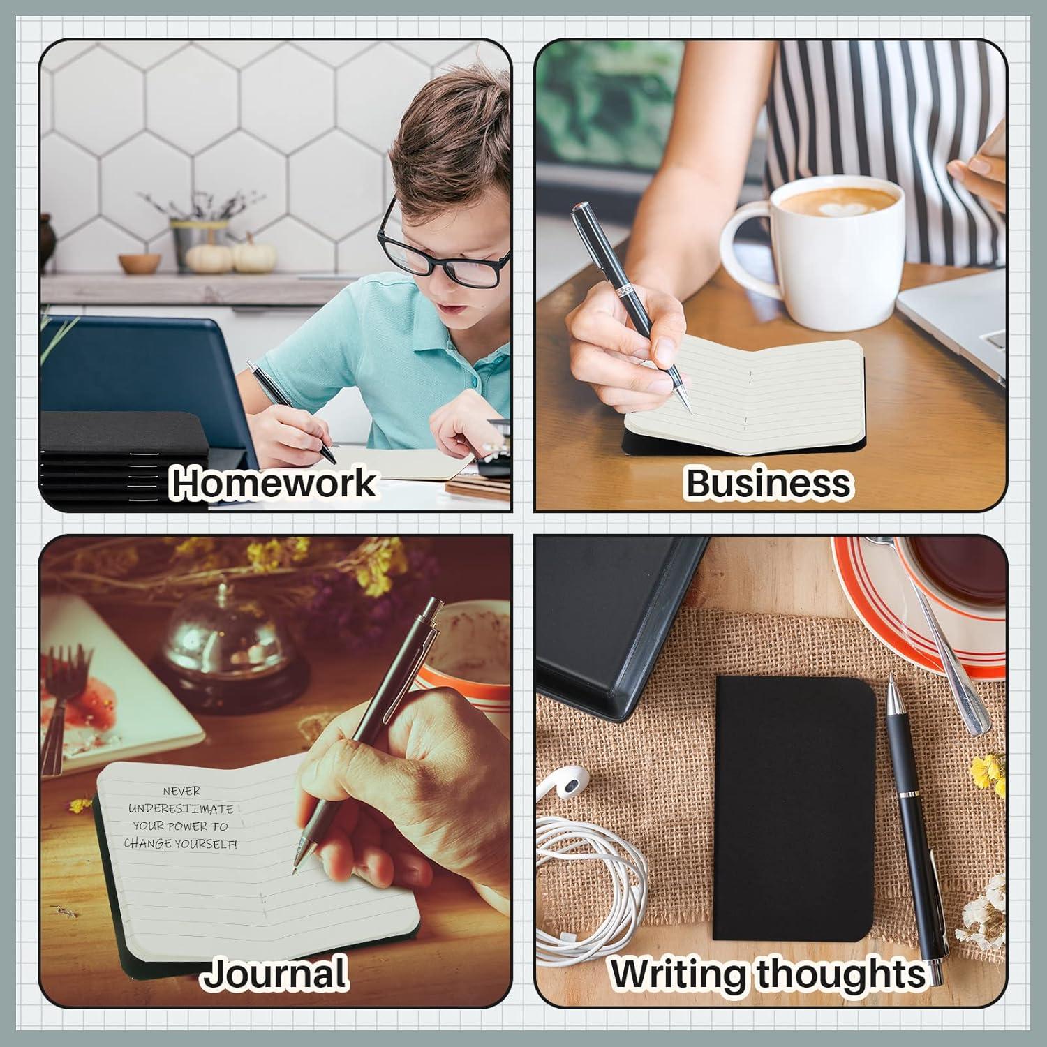 Outus 36 Pcs Pocket Notebook Mini Journal 2.5" x 4" Kraft Paper Mini Notepad Bulk Softcover Pocket Notepad Memo Diary Subject Notebooks for Student Traveler School(Black, Blank Cover)