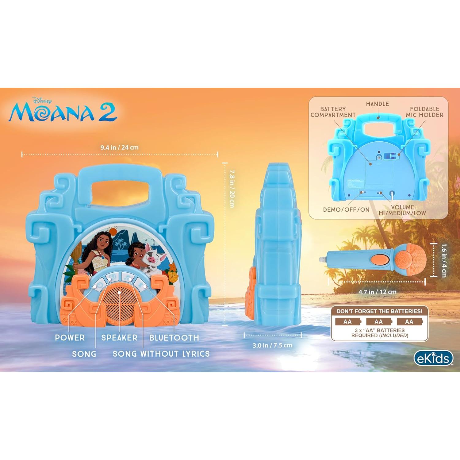 eKids Boombox Karaoke Disney Moana con Micrófono 22.86 cm