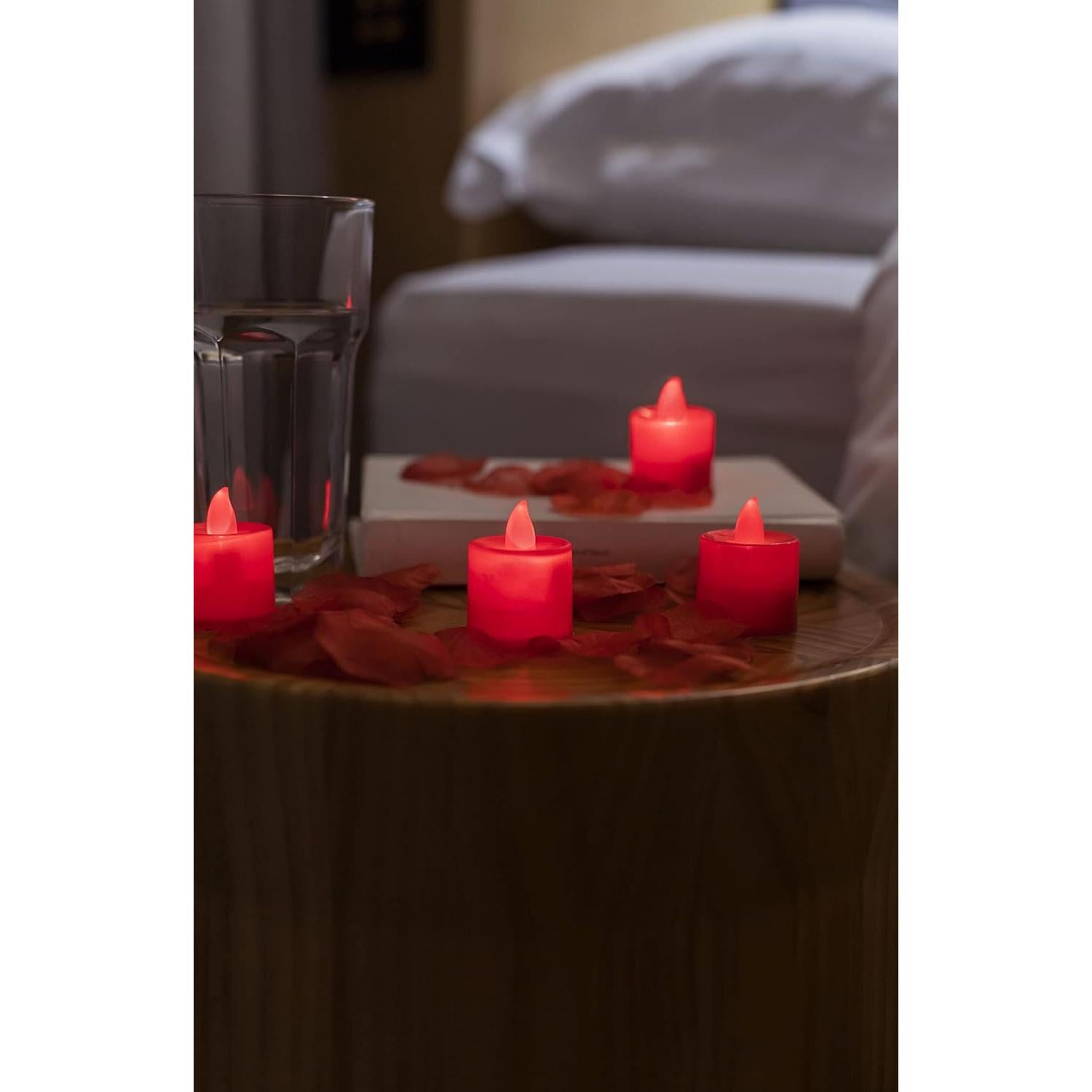 LANKER Paquete de 12 Velas LED Sin Llama Rojas Decorativas