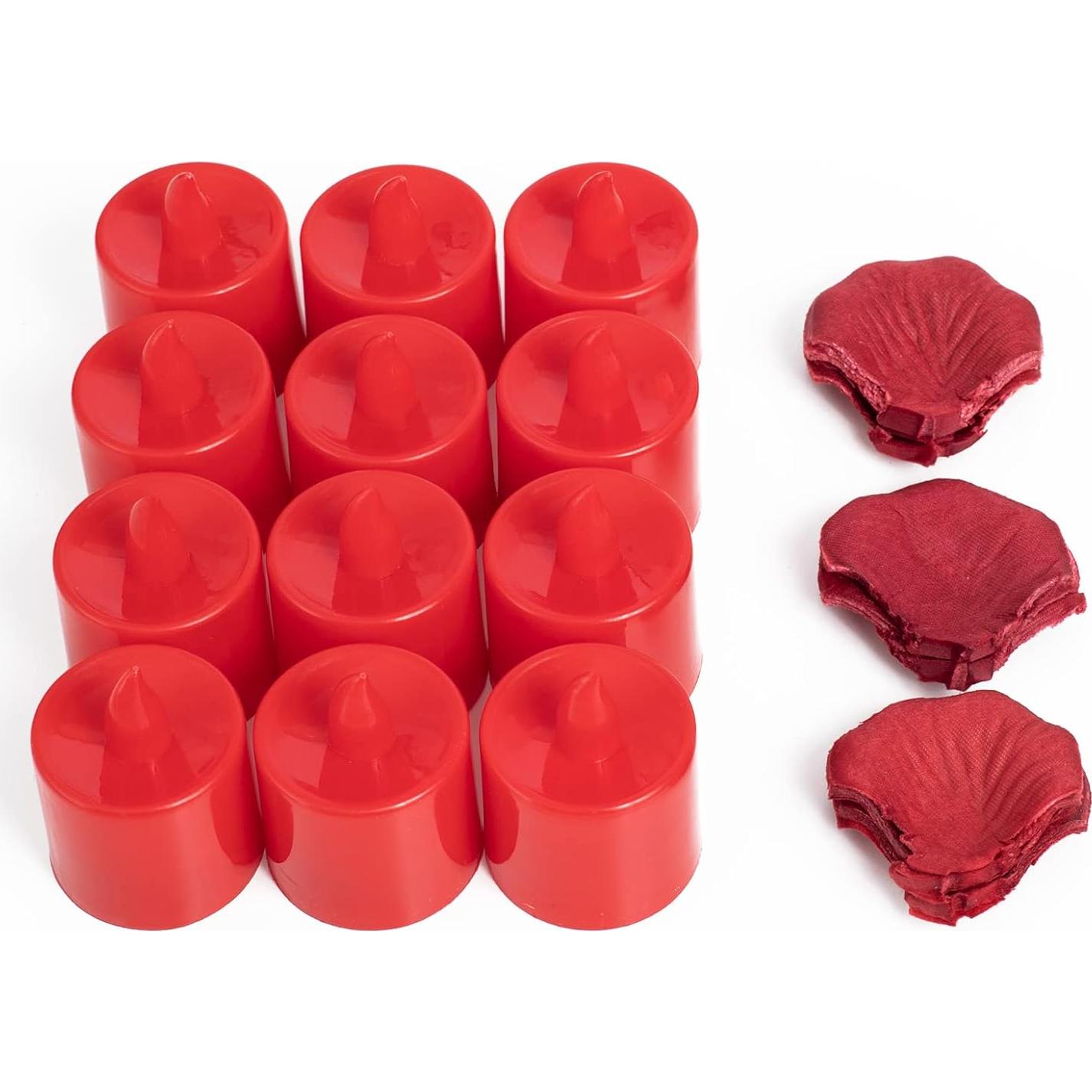 LANKER Paquete de 12 Velas LED Sin Llama Rojas Decorativas