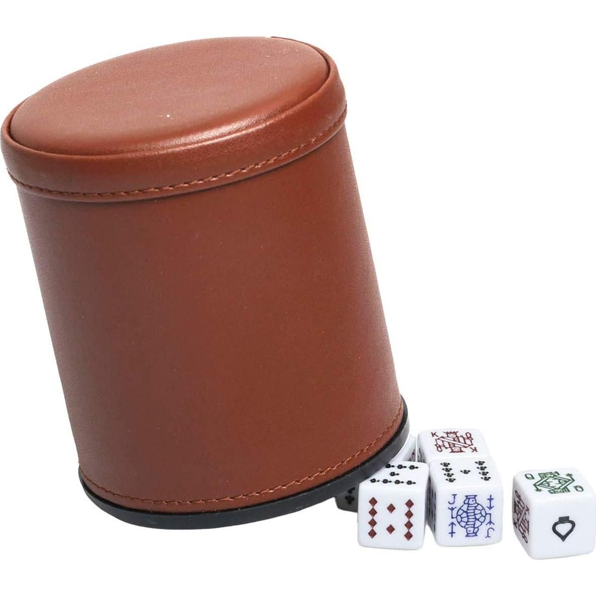 Juego de Tazas de Dados de Cuero PU TOPTAN con 6 Dados 16mm