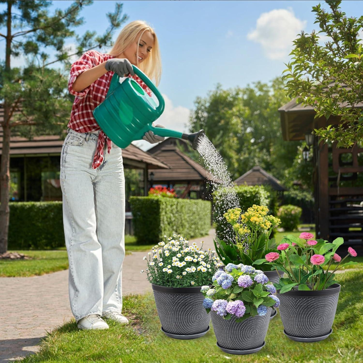 Macetas Quarut 15.24 cm Pack de 4 con Drenaje y Bandeja