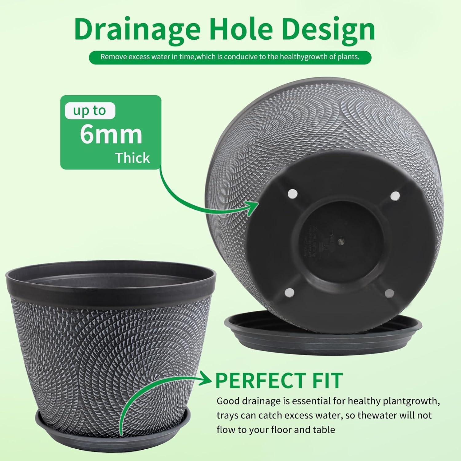 Macetas Quarut 15.24 cm Pack de 4 con Drenaje y Bandeja