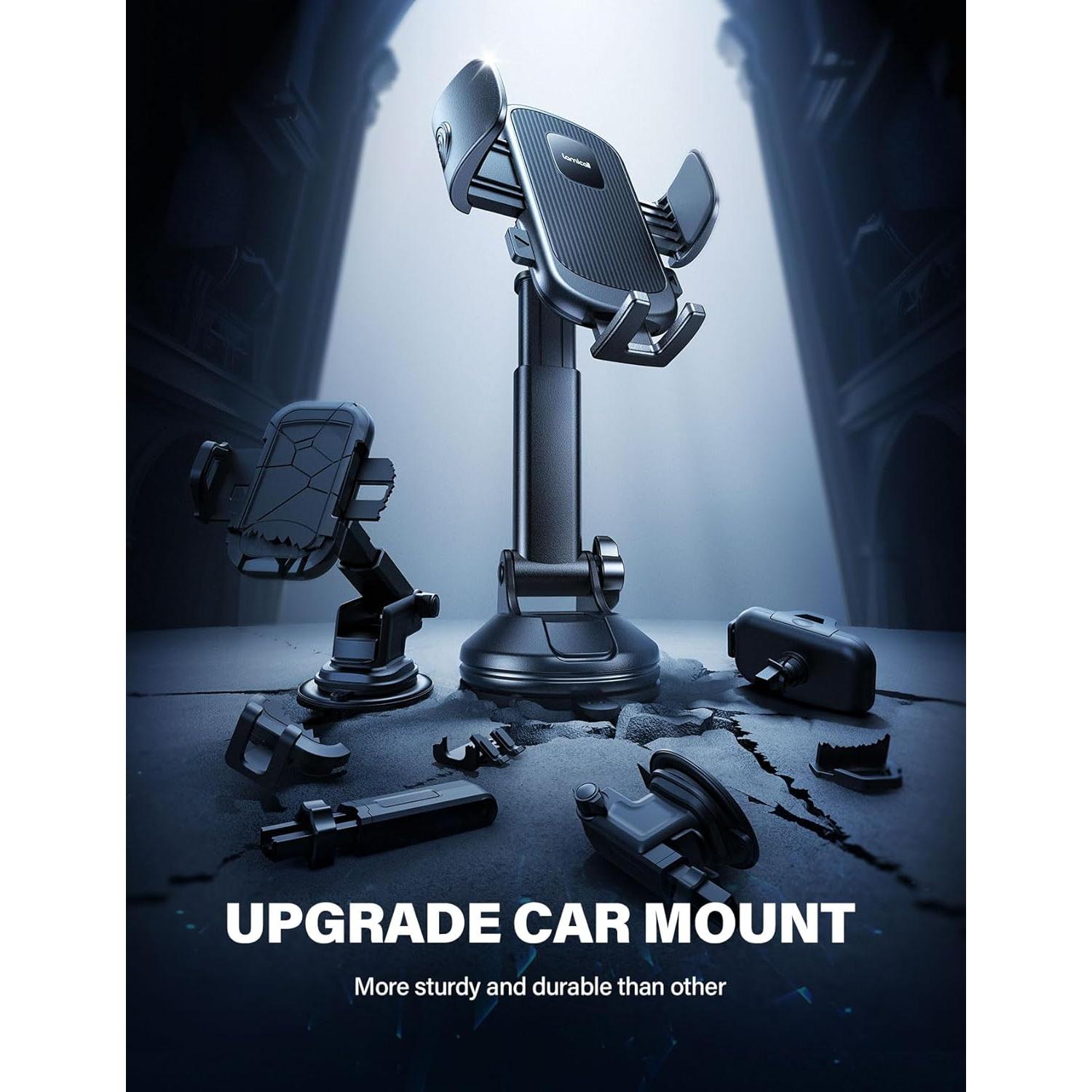 Soporte para Teléfono de Coche Lamicall Negro - Ventosa Fuerte