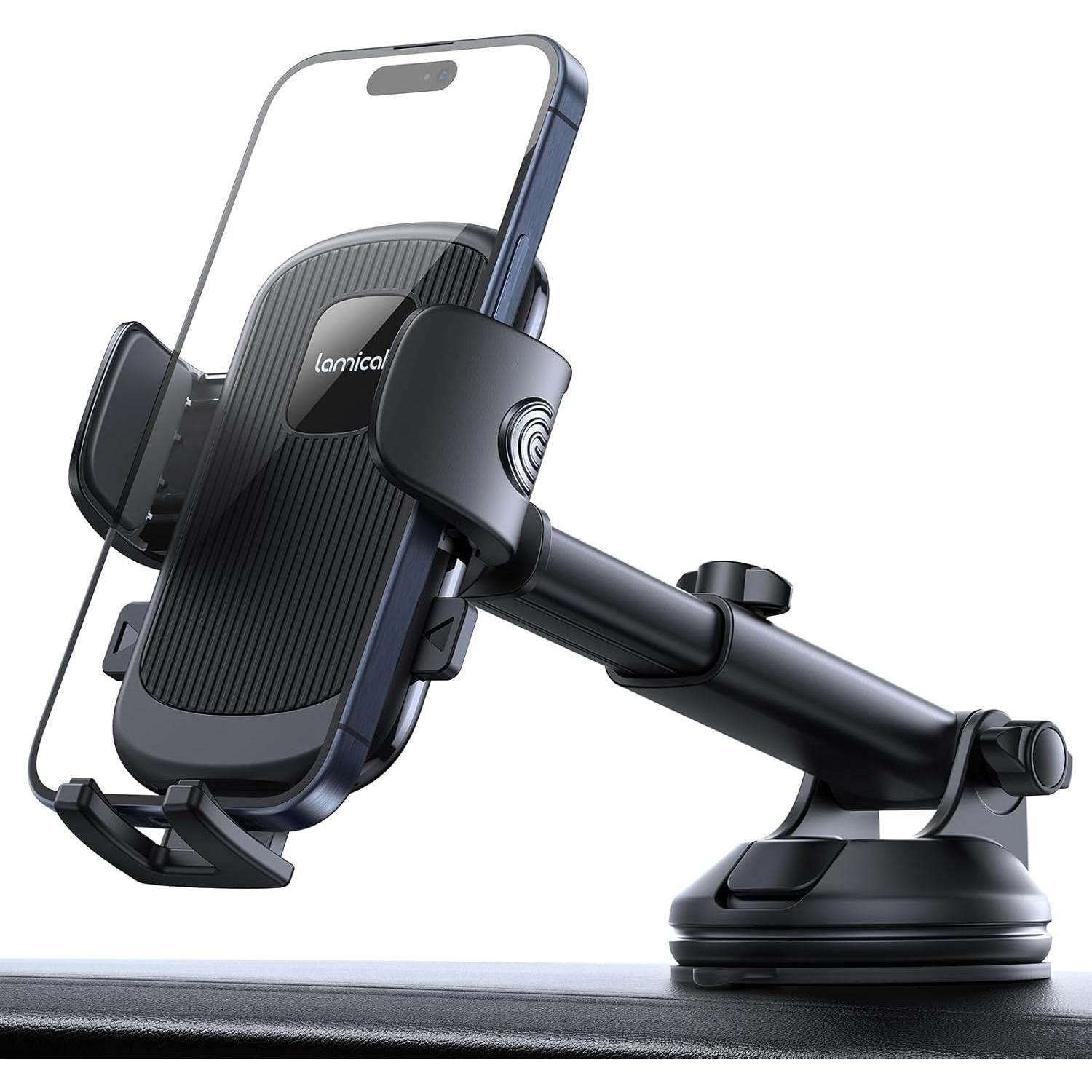 Soporte para Teléfono de Coche Lamicall Negro - Ventosa Fuerte