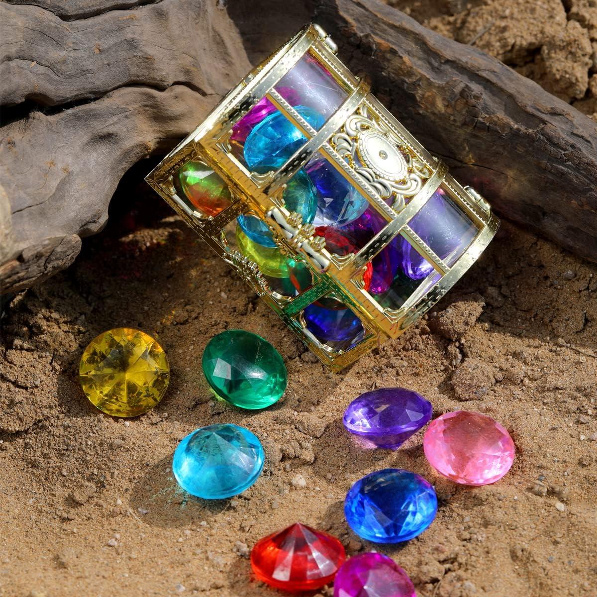 Cofre del Tesoro Pirata con 14 Gemas de Colores - Juguete de Buceo