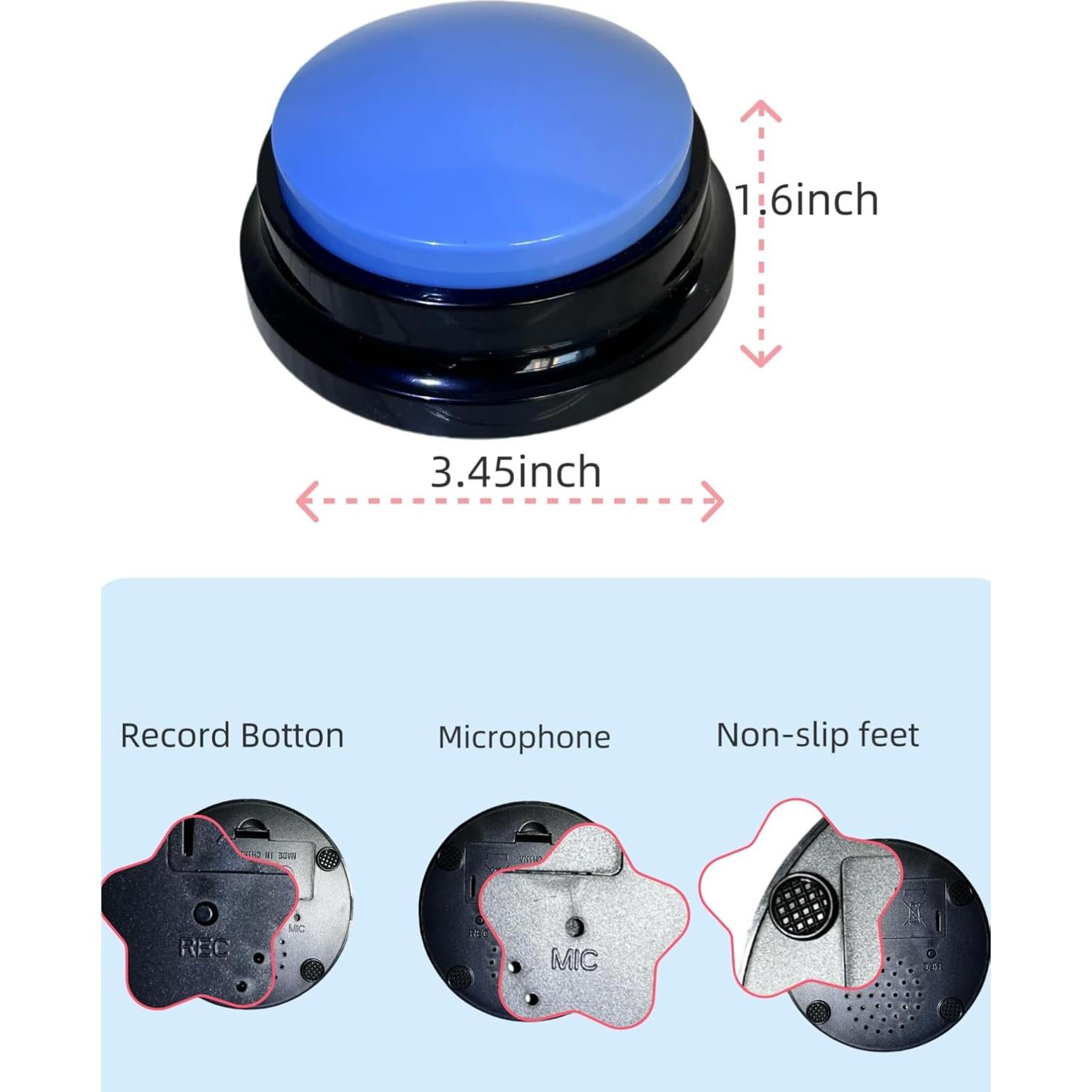 Botón de Habla para Perros Damei - Grabación 30 Segundos Azul