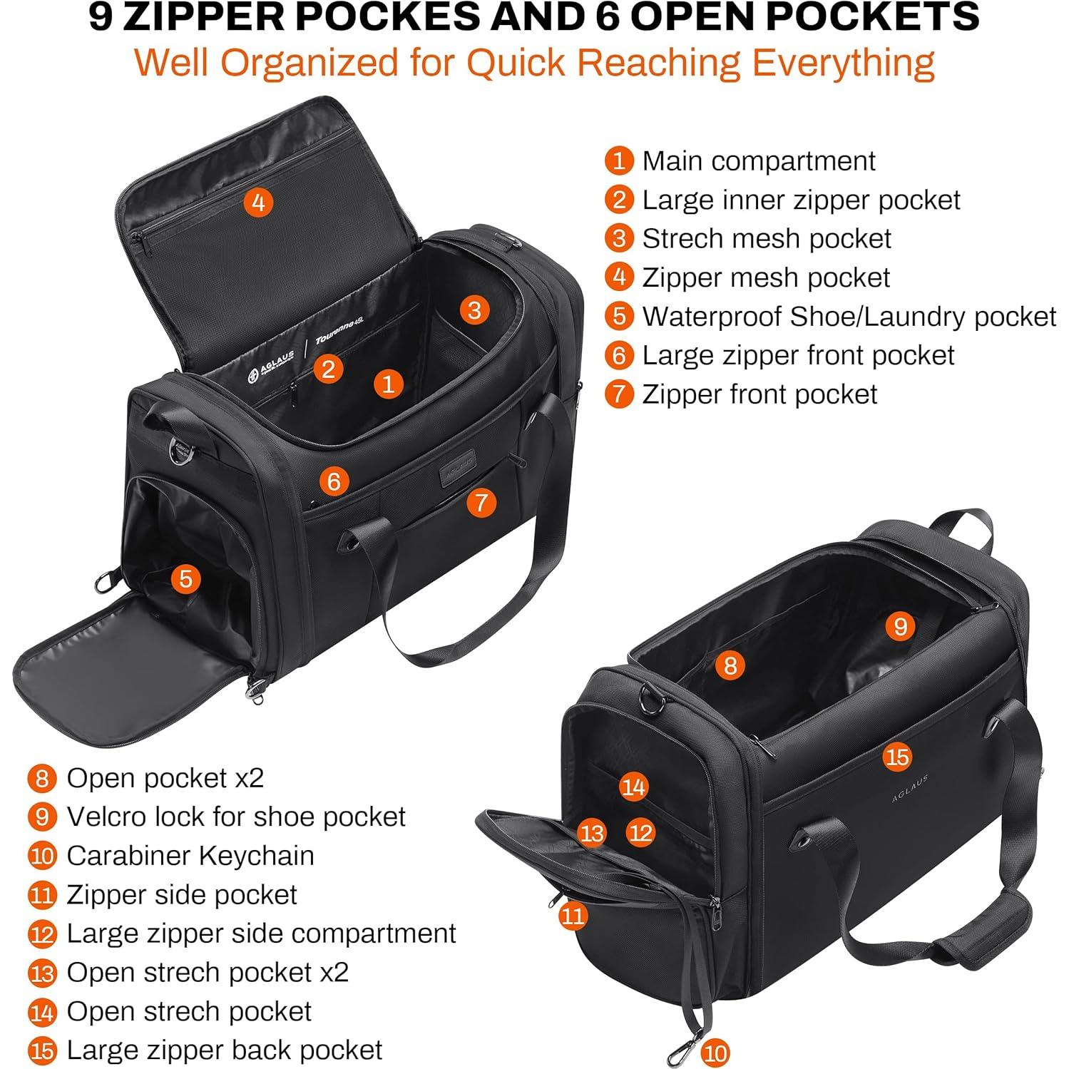 Bolsa de viaje AGLAUS Tourenne 45L plegable negra