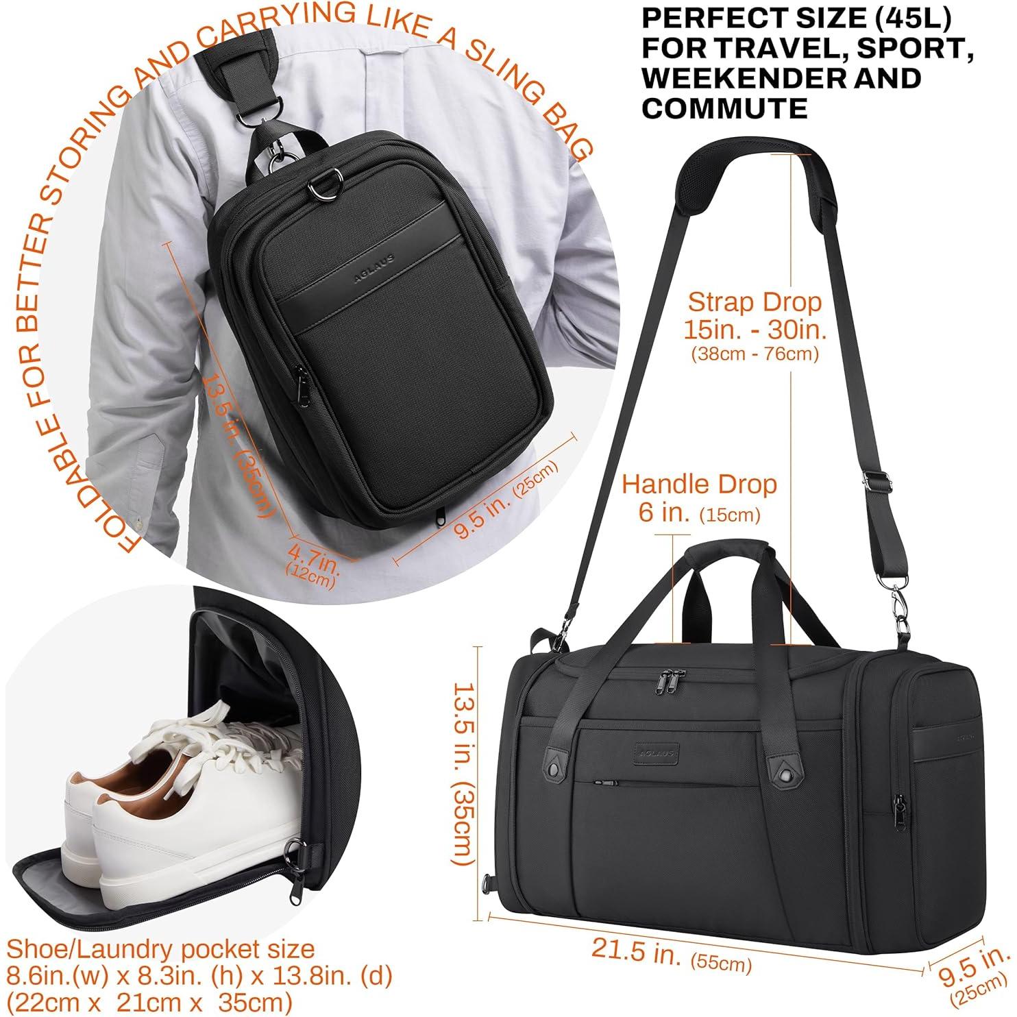 Bolsa de viaje AGLAUS Tourenne 45L plegable negra