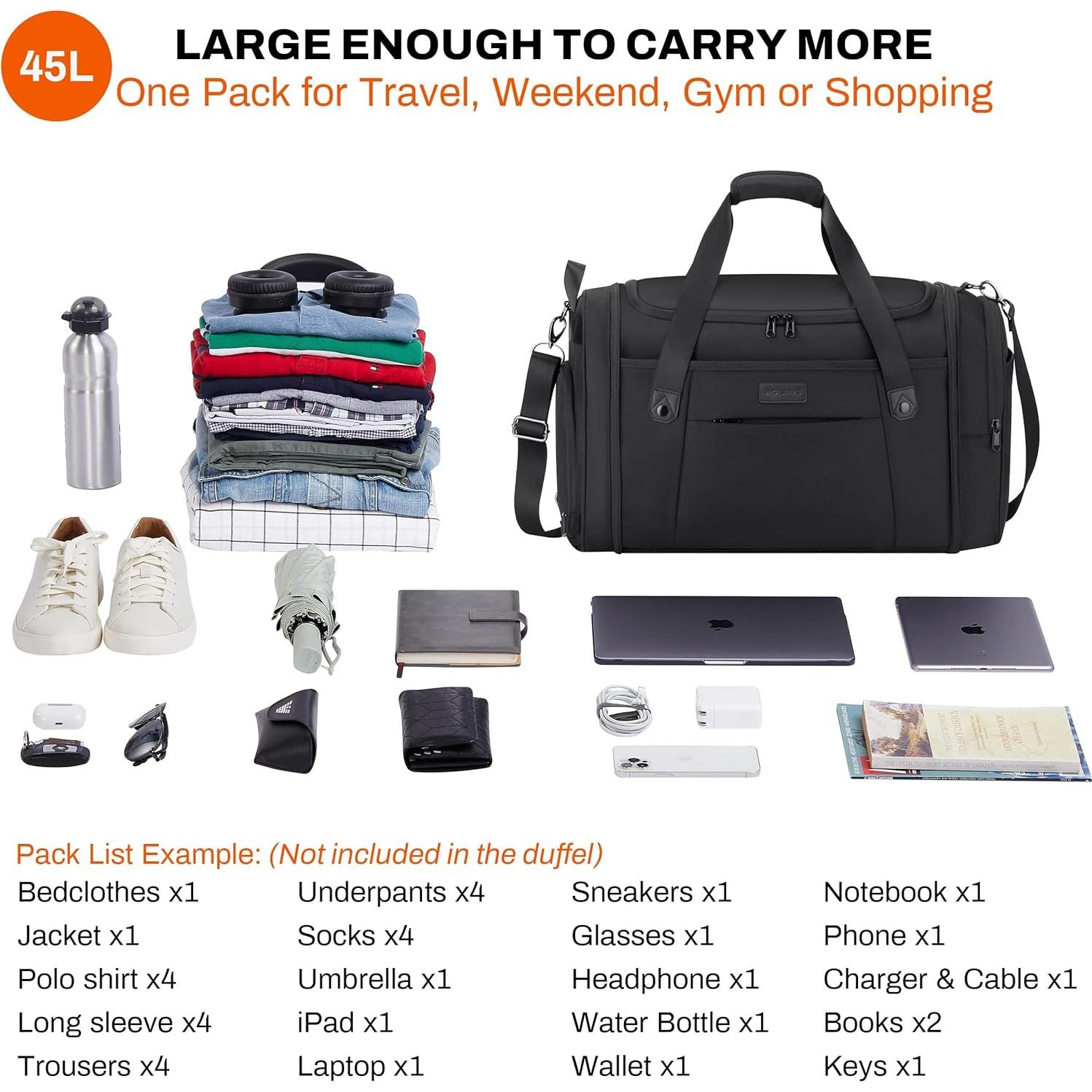 Bolsa de viaje AGLAUS Tourenne 45L plegable negra