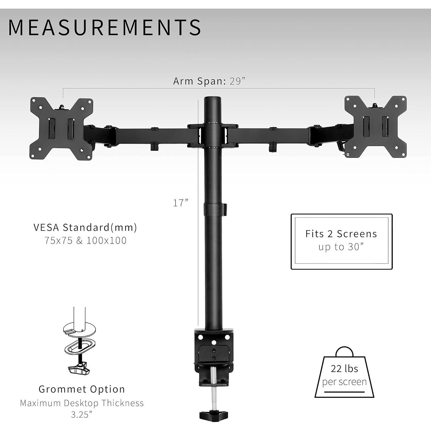 Soporte Doble para Monitor VIVO STAND-V002 Ajustable 13-30"